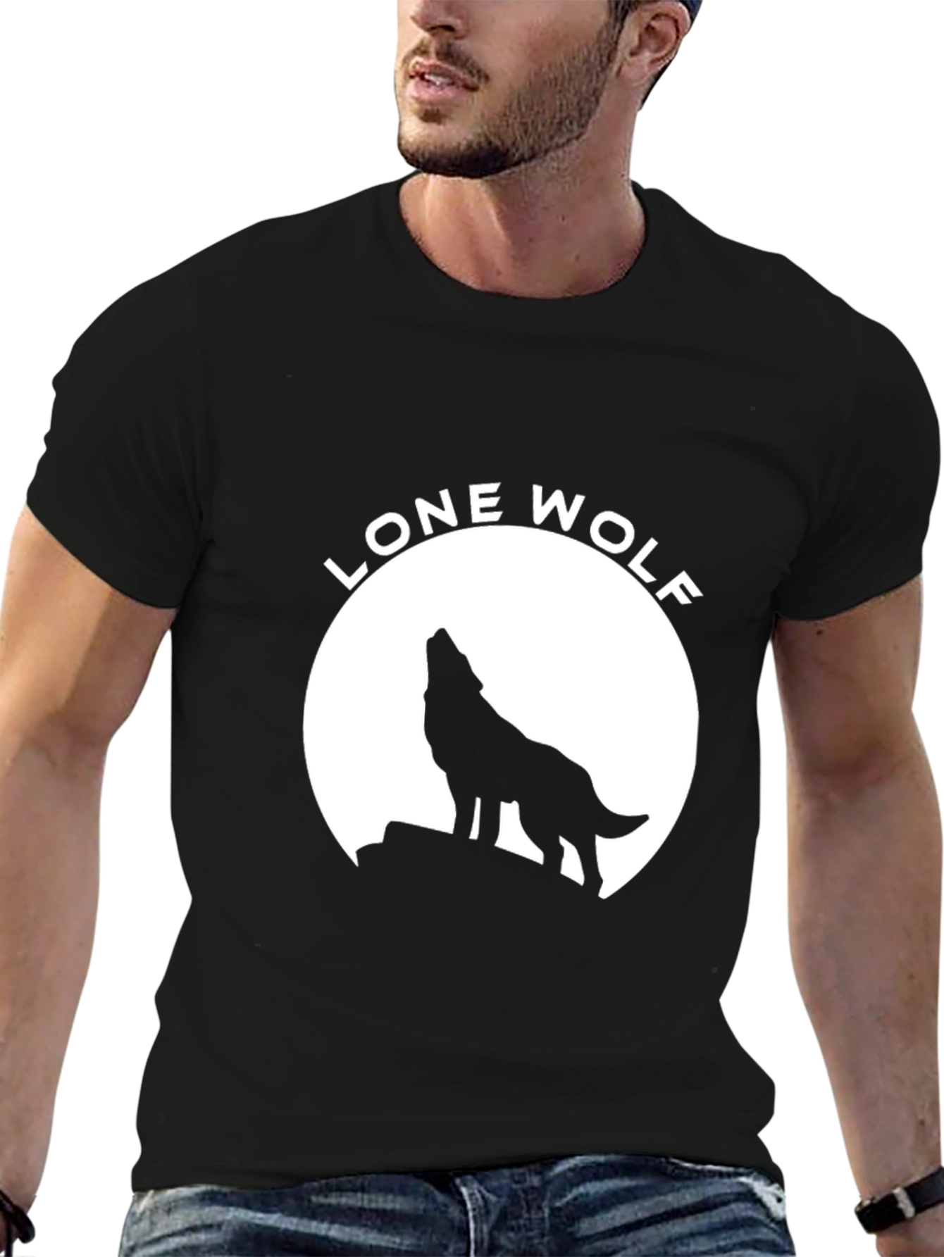Lone Wolf Graphic Tee - Black Cotton T-Shirt