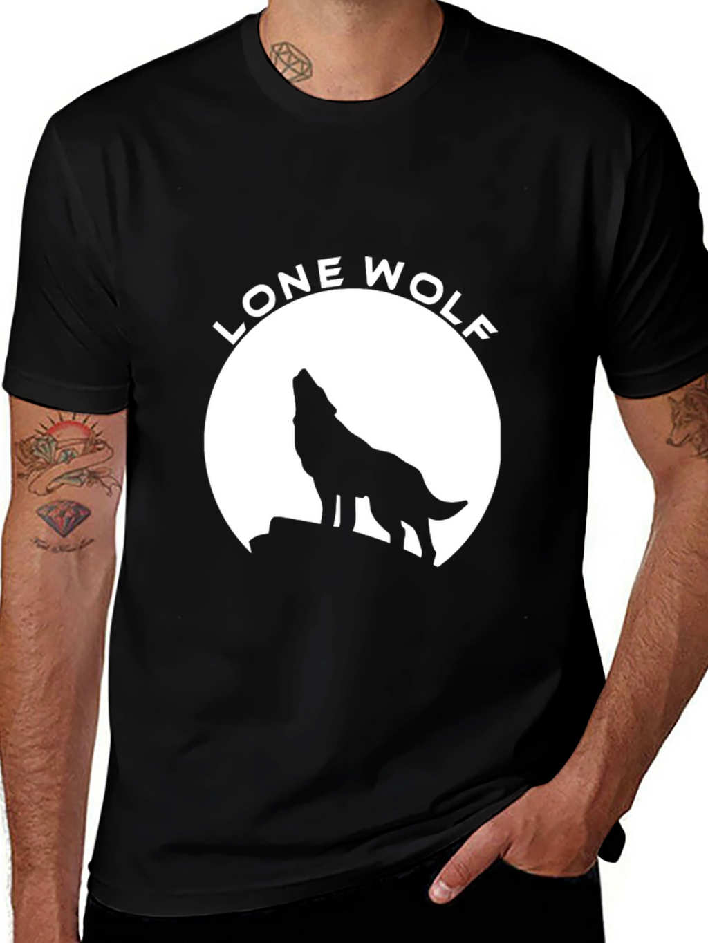 Lone Wolf Graphic Tee - Black Cotton T-Shirt