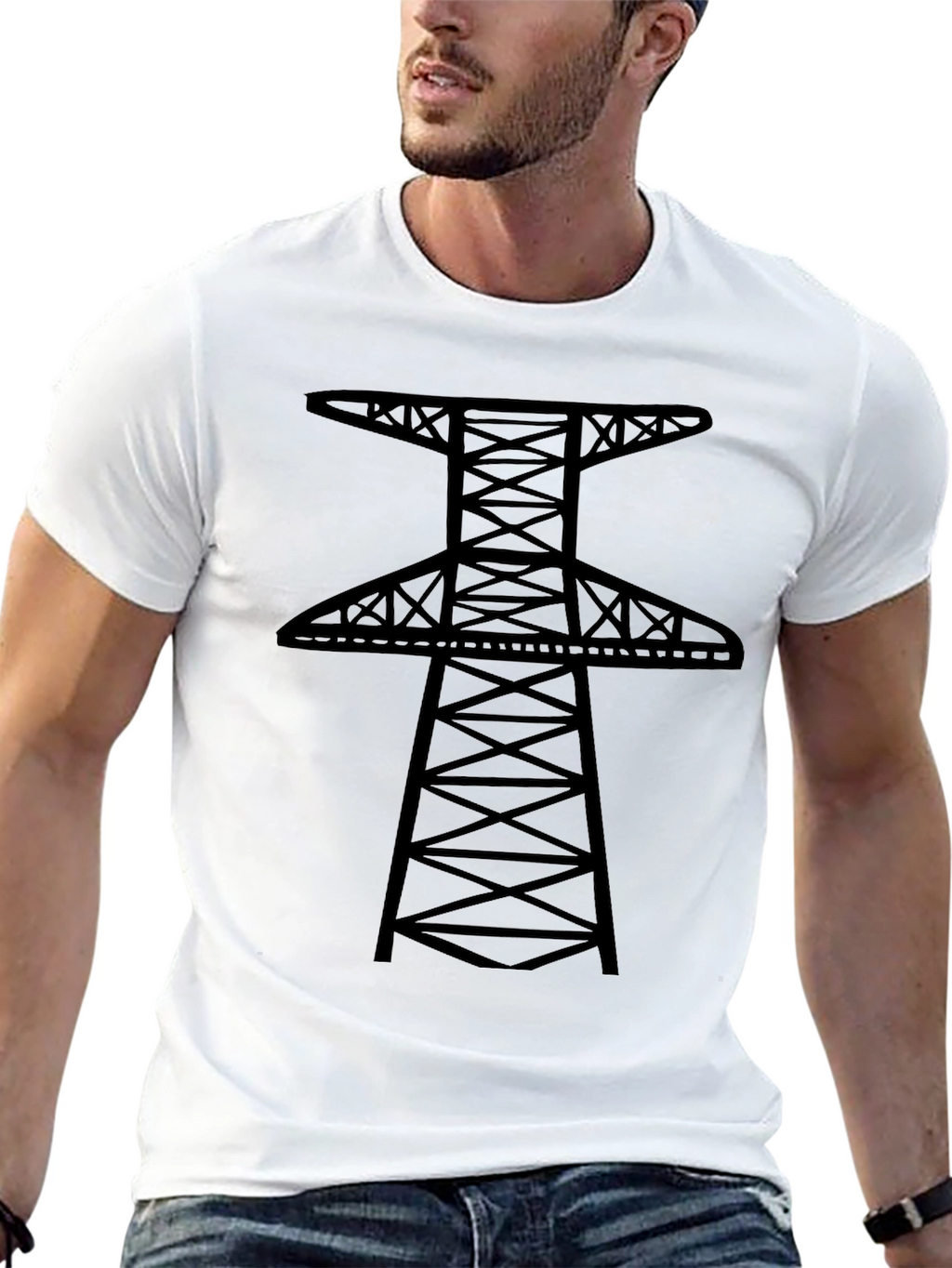 Power Line Tower Graphic T-Shirt