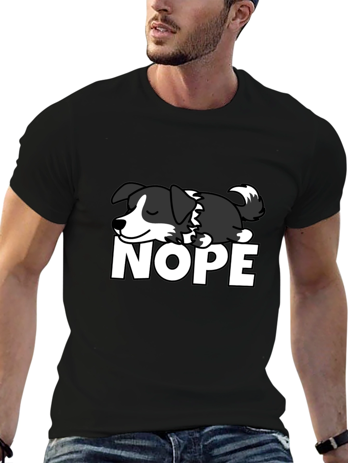 Sleeping Dog “NOPE” T-Shirt – Funny Lazy Dog Graphic Tee