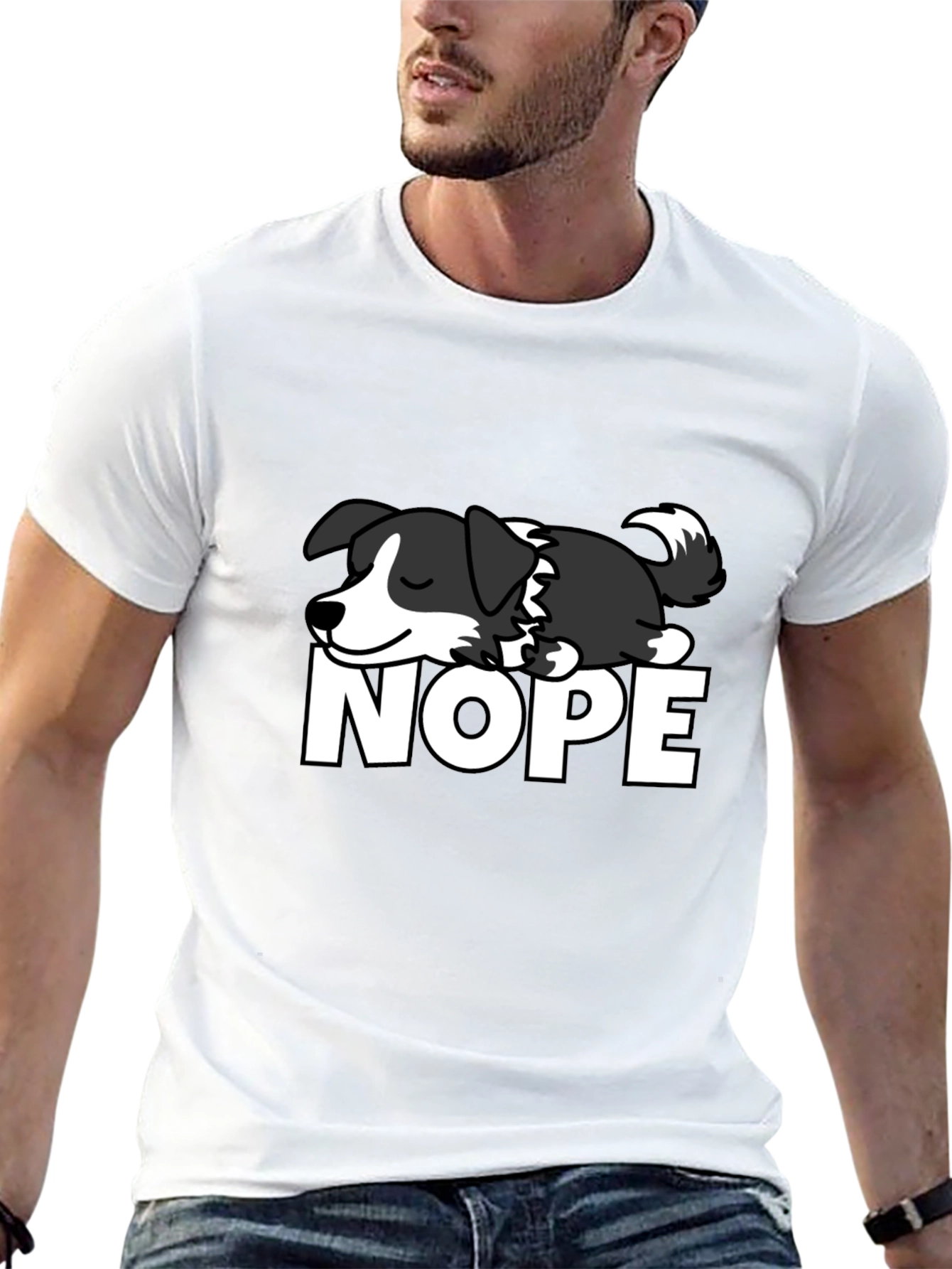 Sleeping Dog “NOPE” T-Shirt – Funny Lazy Dog Graphic Tee