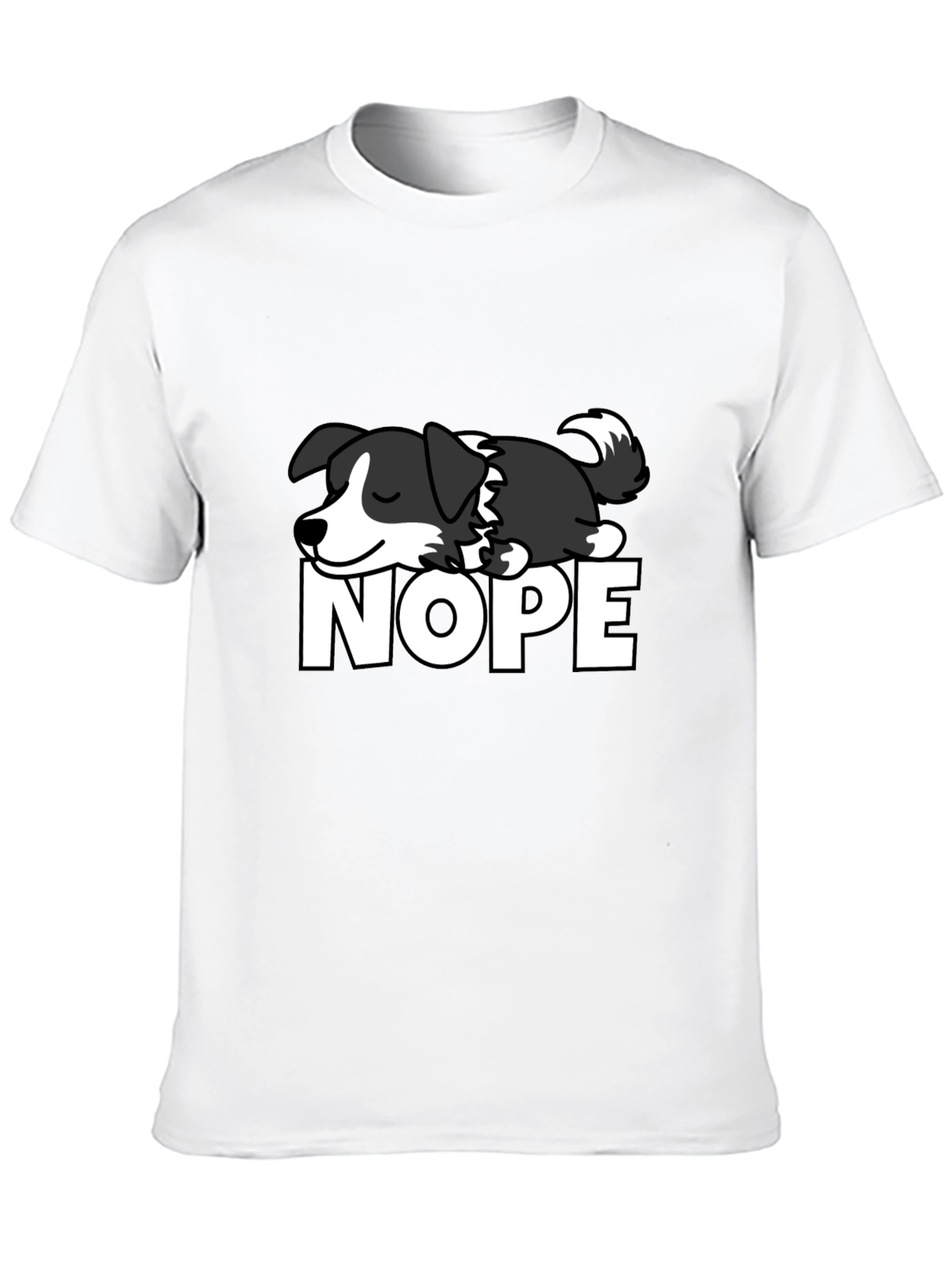 Sleeping Dog “NOPE” T-Shirt – Funny Lazy Dog Graphic Tee