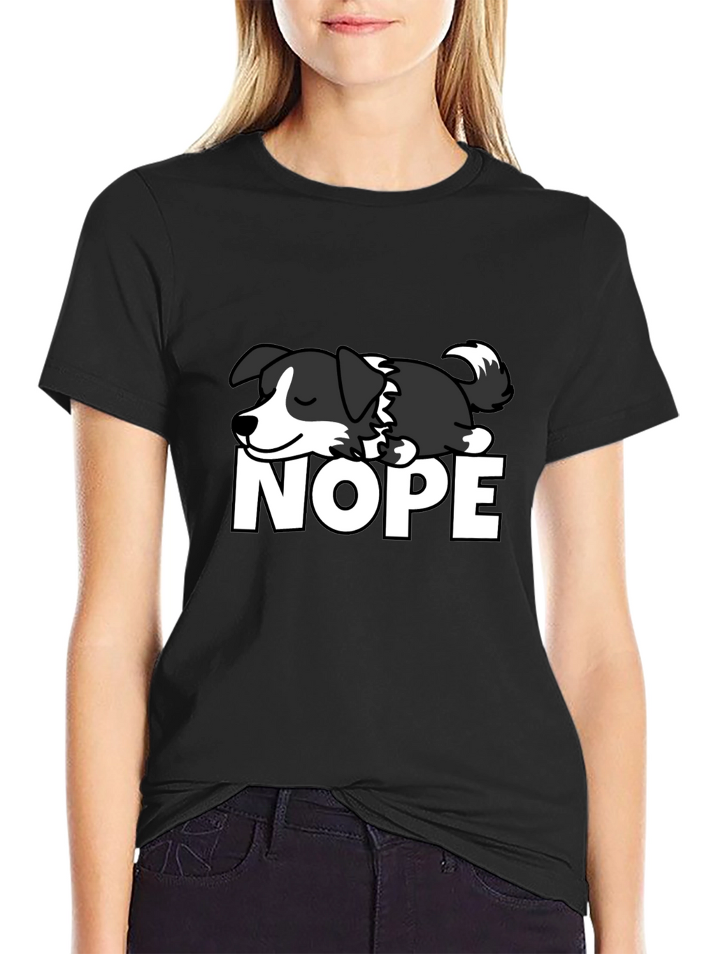 Sleeping Dog “NOPE” T-Shirt – Funny Lazy Dog Graphic Tee