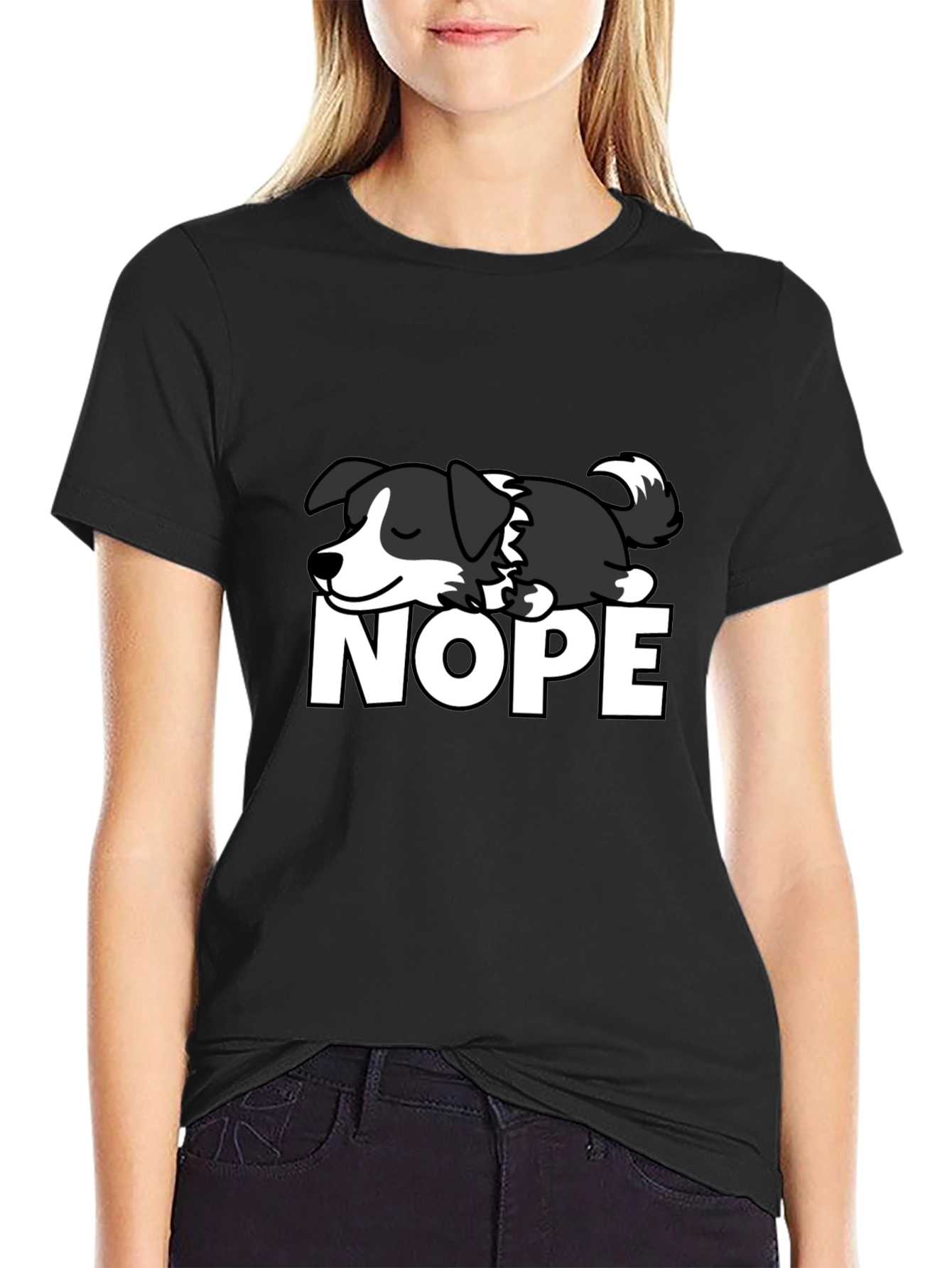 Sleeping Dog “NOPE” T-Shirt – Funny Lazy Dog Graphic Tee