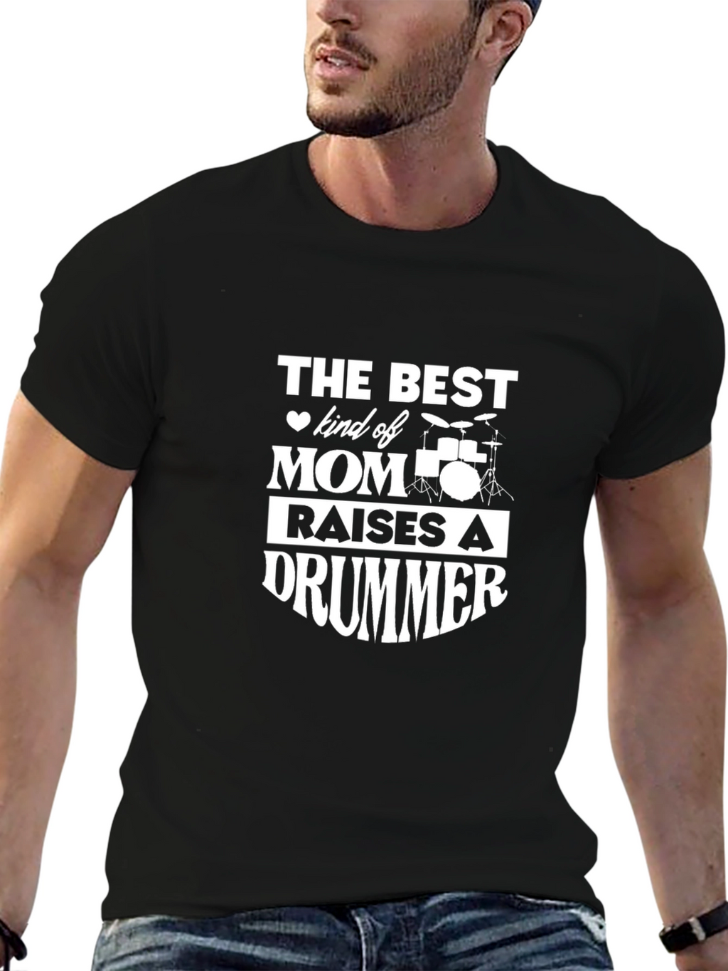 Best Mom Raises A Drummer T-Shirt - Black