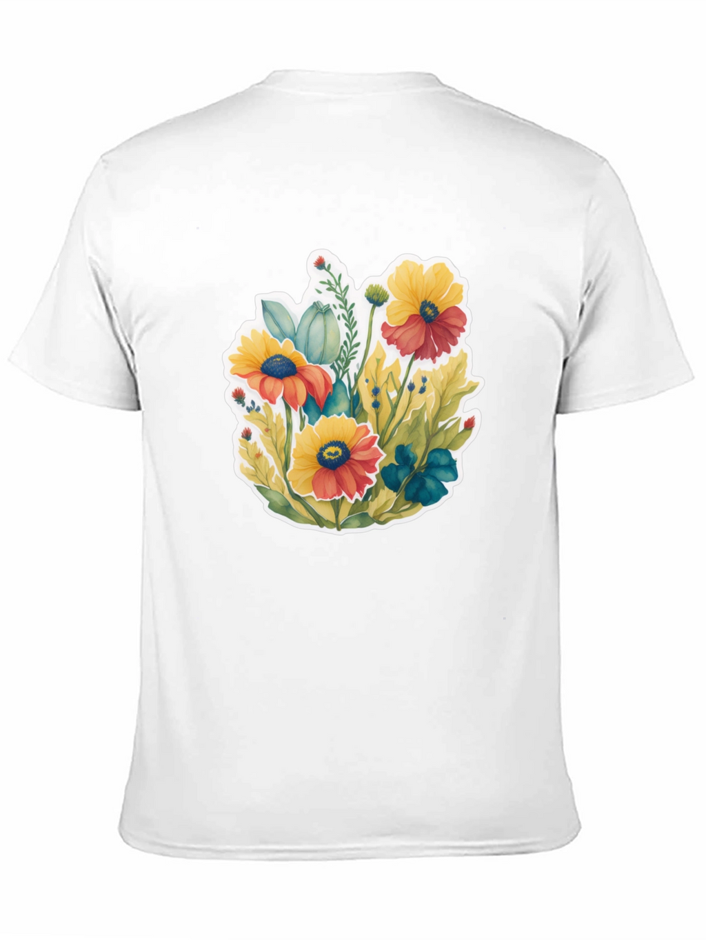 Floral Graphic Tee - Black Cotton Blend T-Shirt