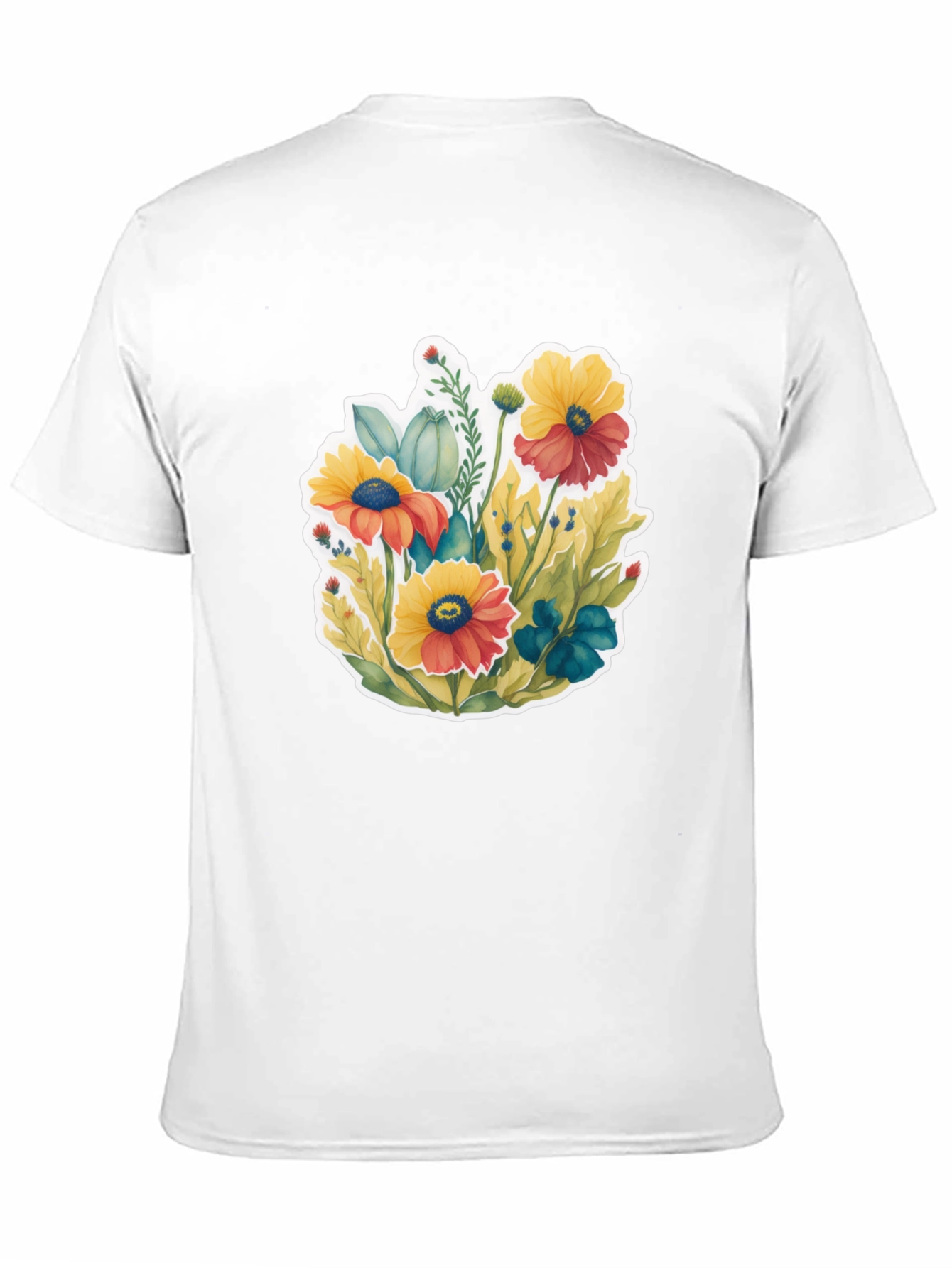Floral Graphic Tee - Black Cotton Blend T-Shirt