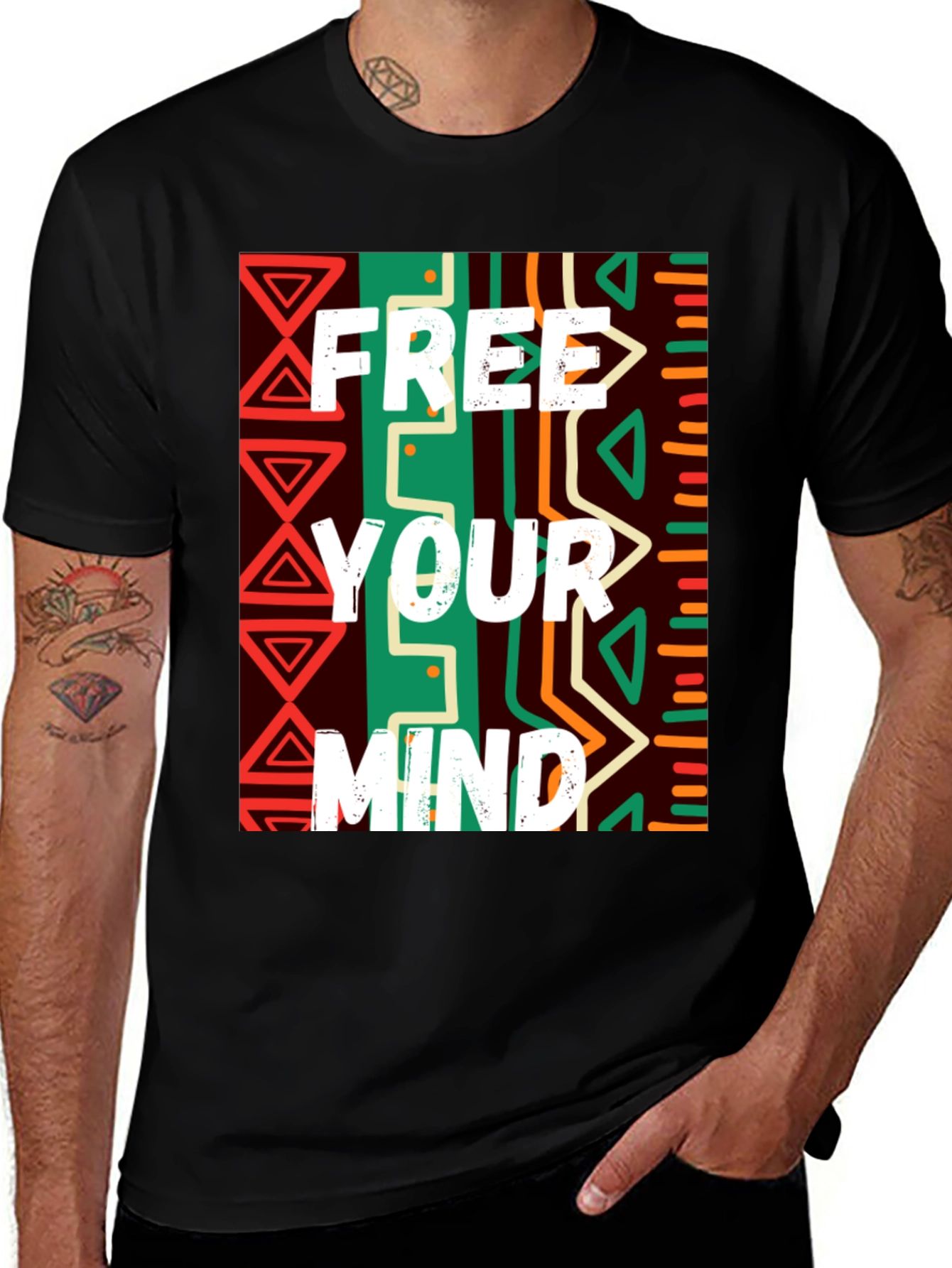 Free Your Mind Graphic Tee - Black Cotton Blend