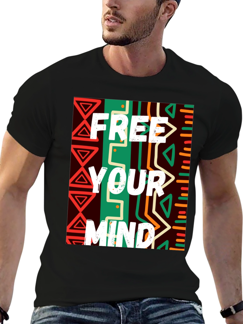 Free Your Mind Graphic Tee - Black Cotton Blend