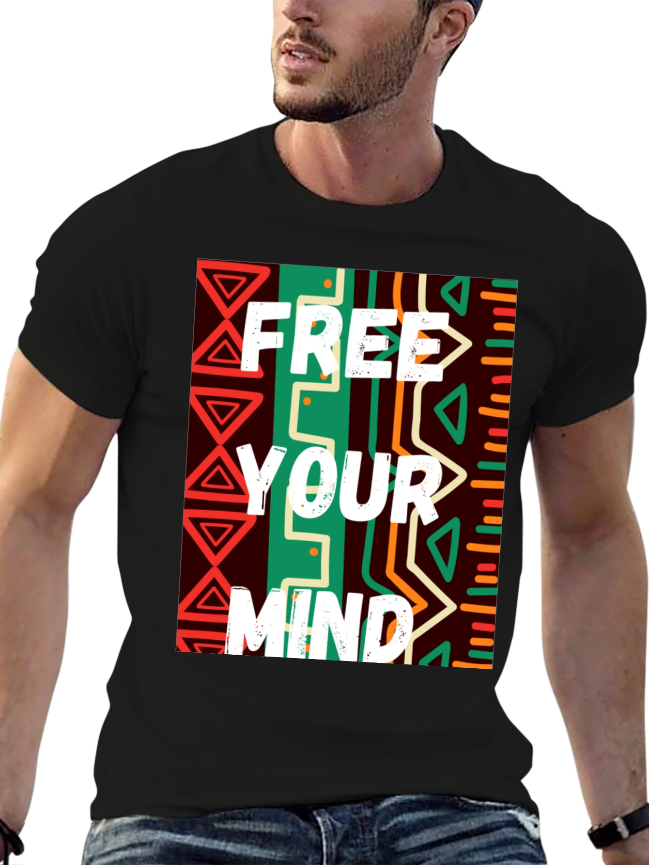 Free Your Mind Graphic Tee - Black Cotton Blend