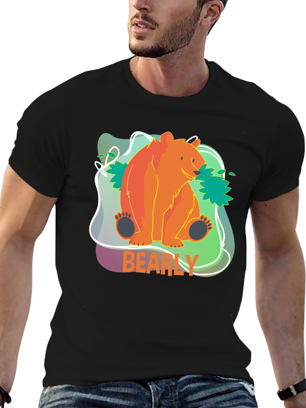 Bearly There T-Shirt - Cute Cartoon Bear Design