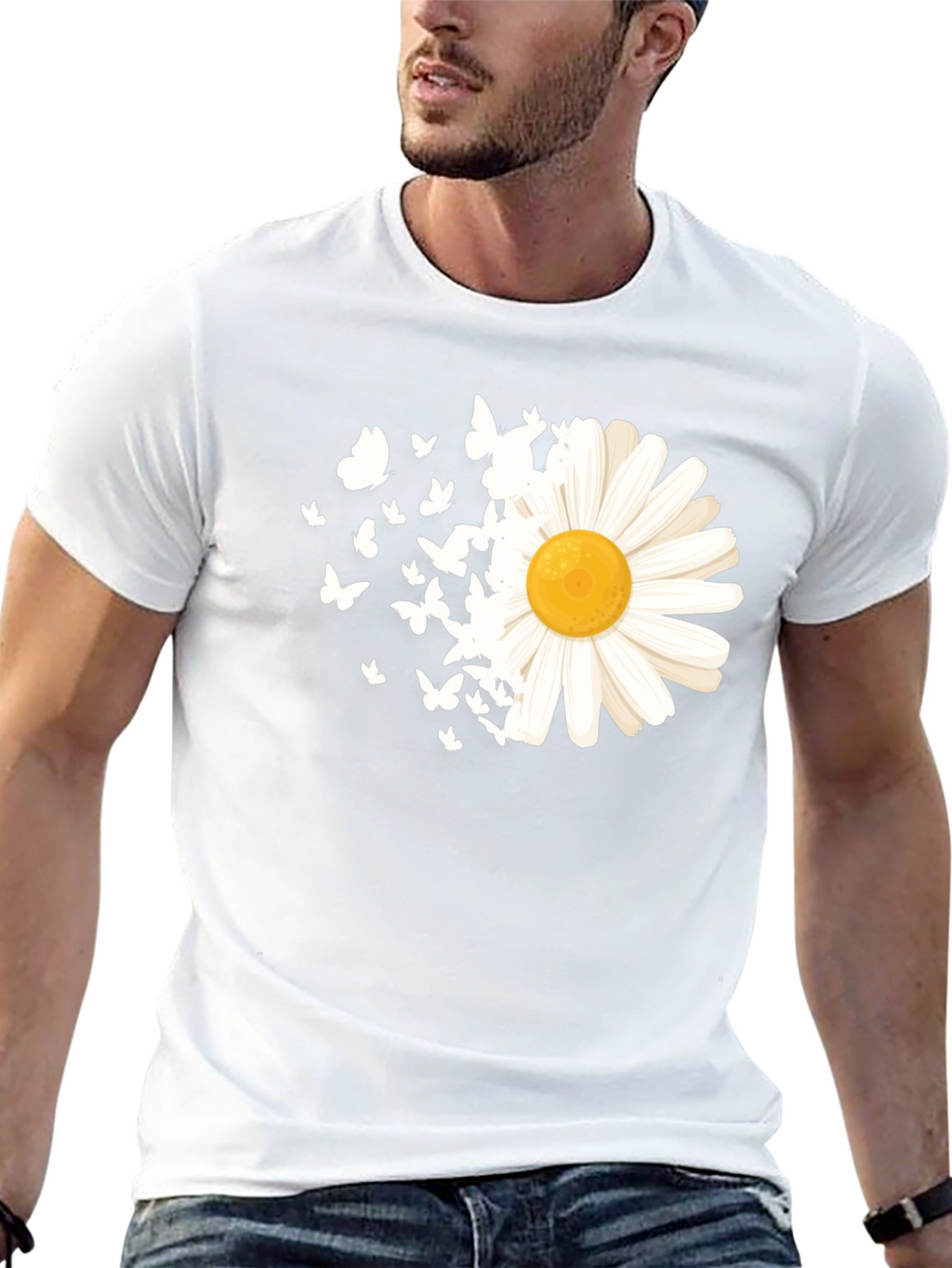 Daisy & Butterflies Graphic Black T-Shirt