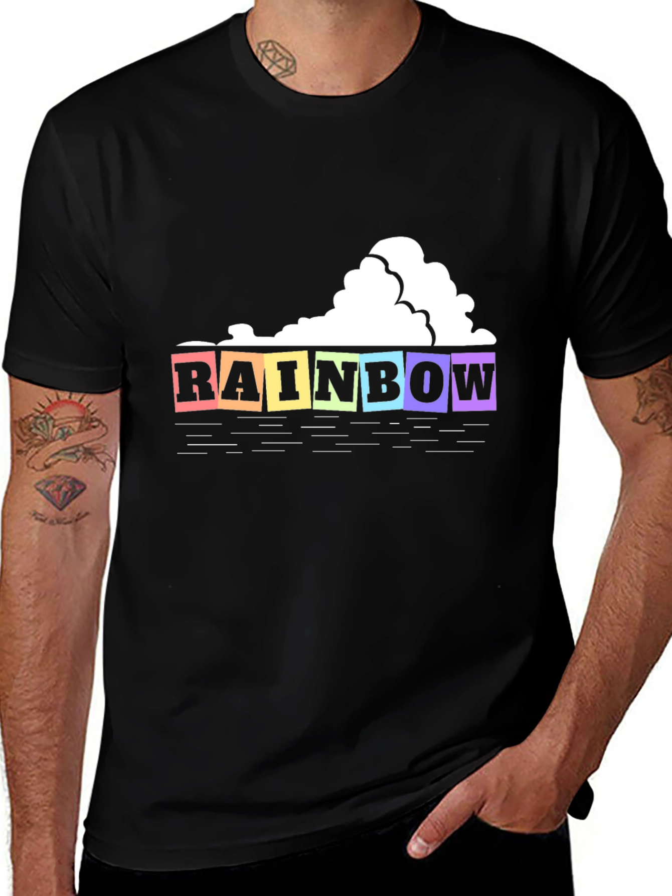 Rainbow Blocks T-Shirt: Colorful Graphic Tee for Men