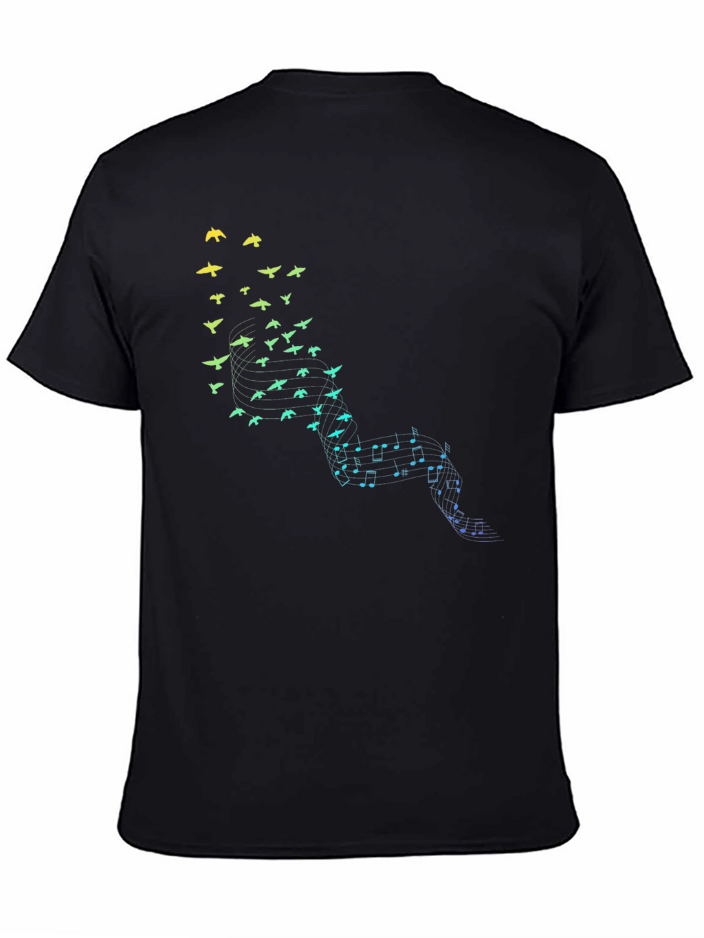 Musical Birds Graphic Tee - Black Cotton Comfort