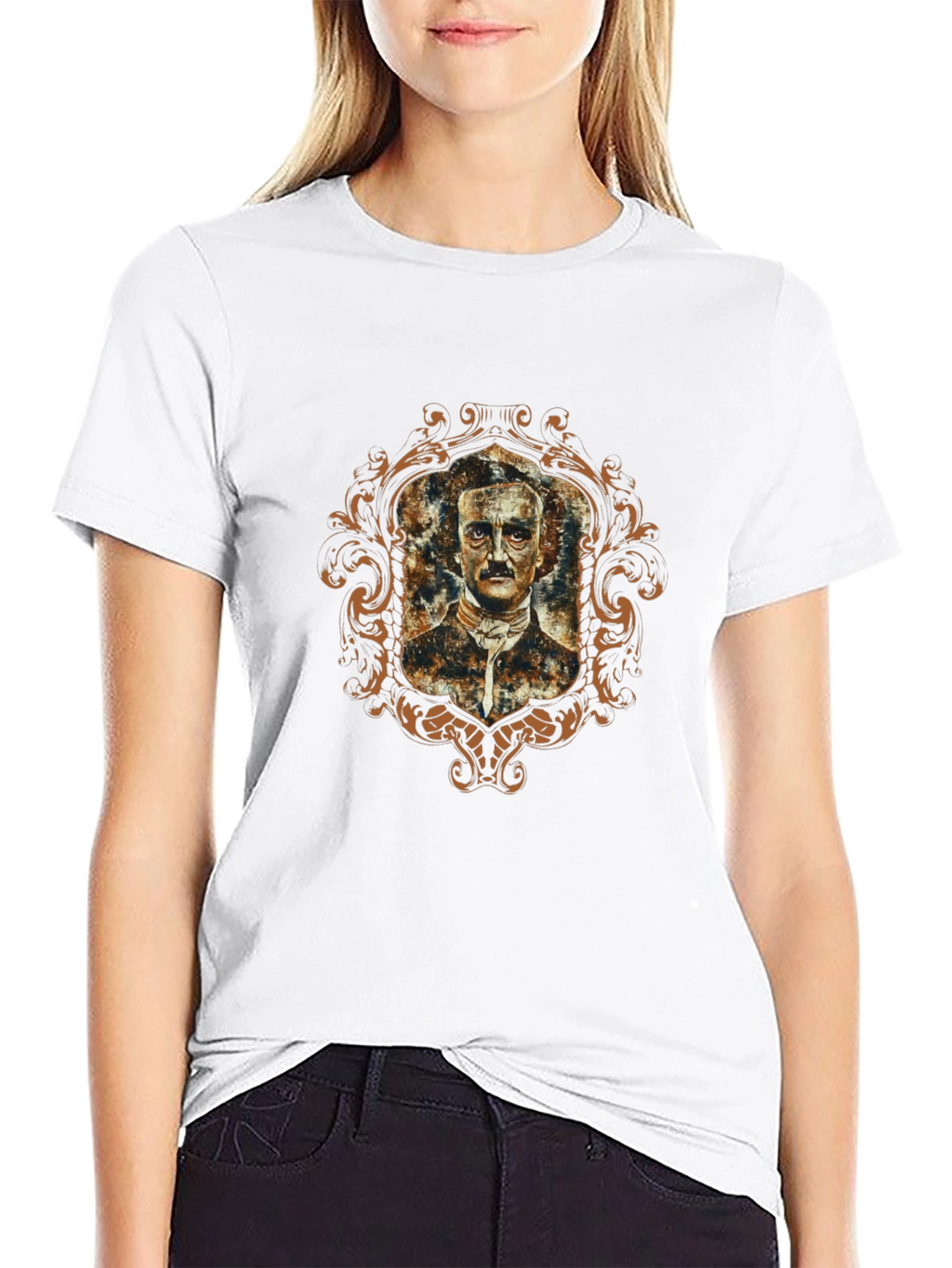 Edgar Allan Poe Portrait Graphic T-Shirt - Black