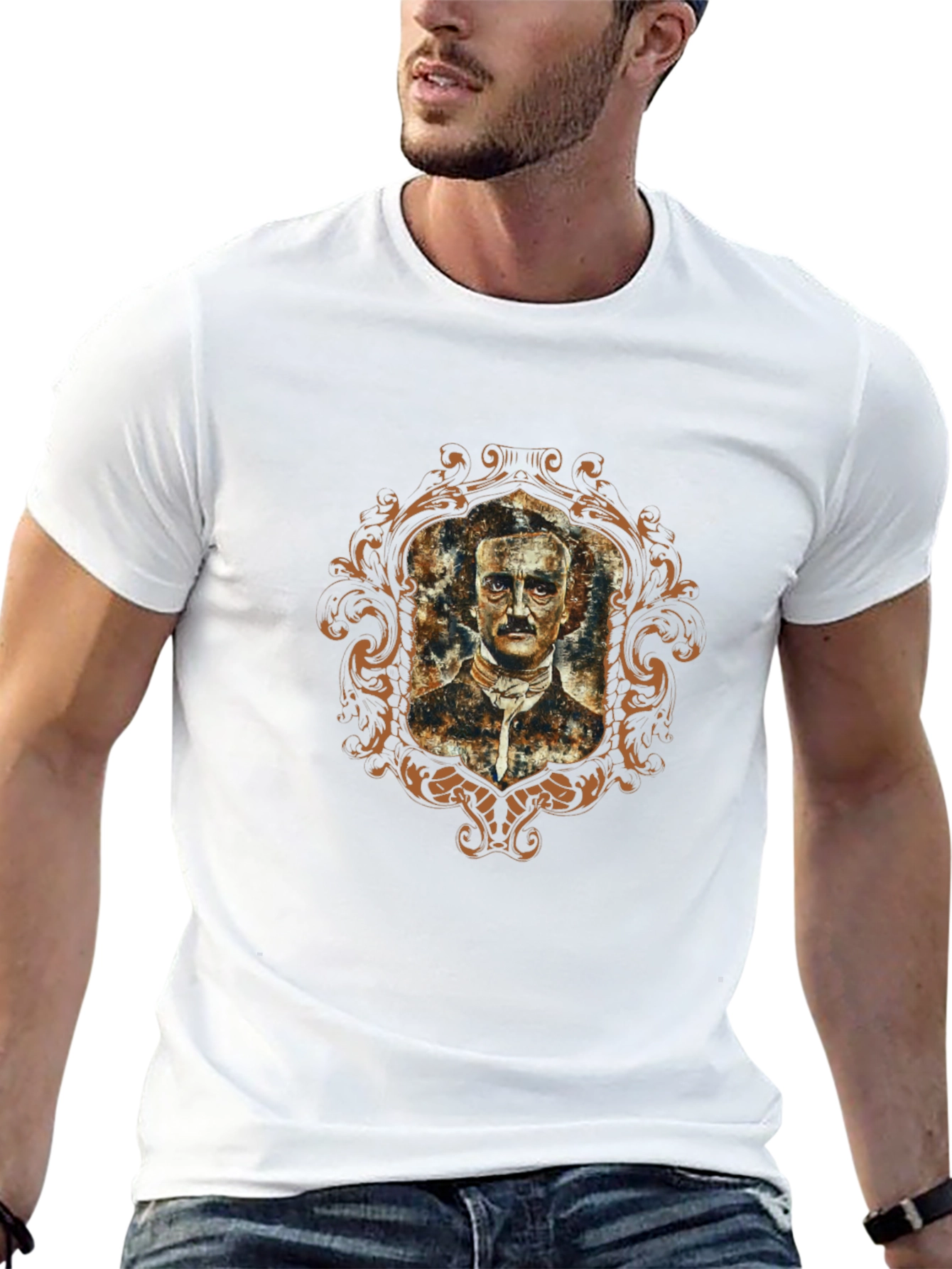 Edgar Allan Poe Portrait Graphic T-Shirt - Black