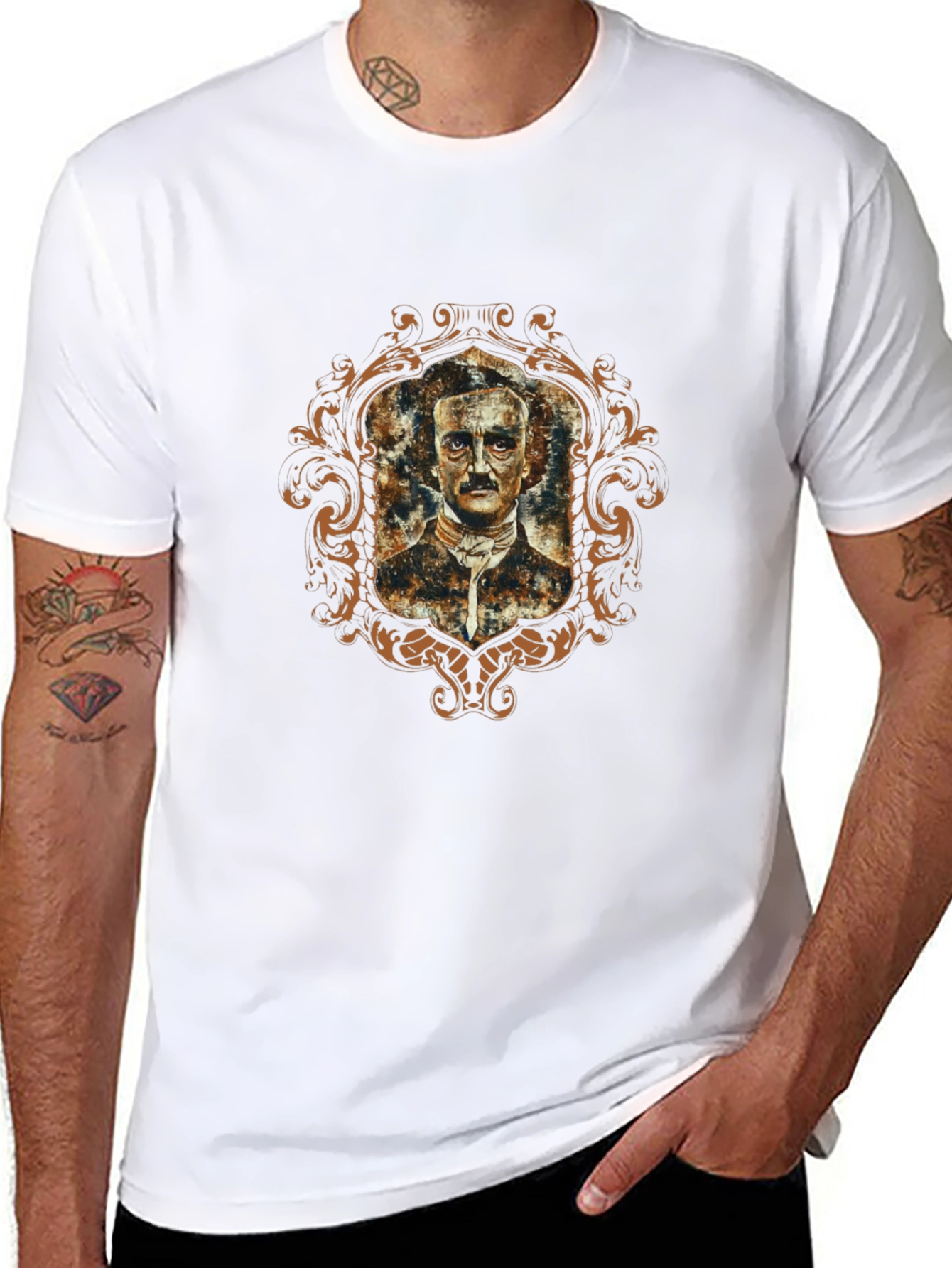 Edgar Allan Poe Portrait Graphic T-Shirt - Black