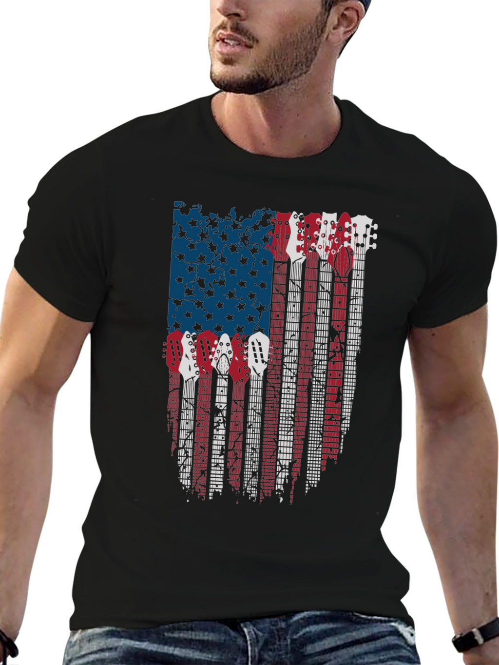 American Flag Guitar T-Shirt