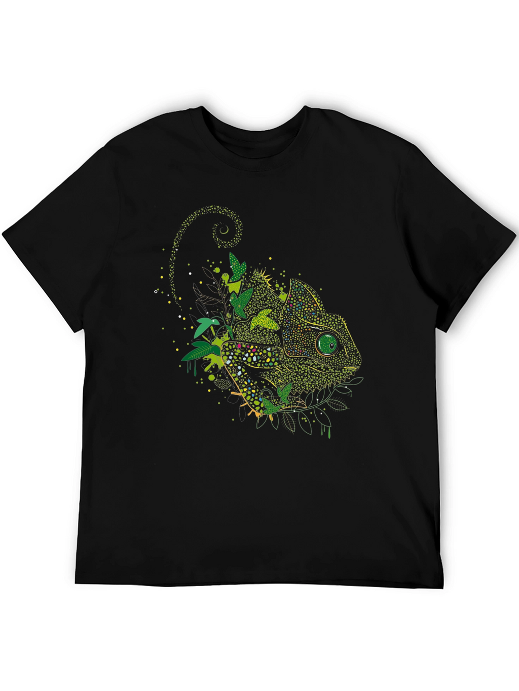 Chameleon Graphic Print Black T-Shirt