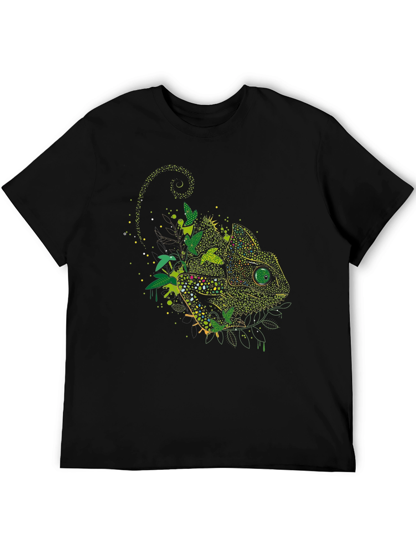 Chameleon Graphic Print Black T-Shirt