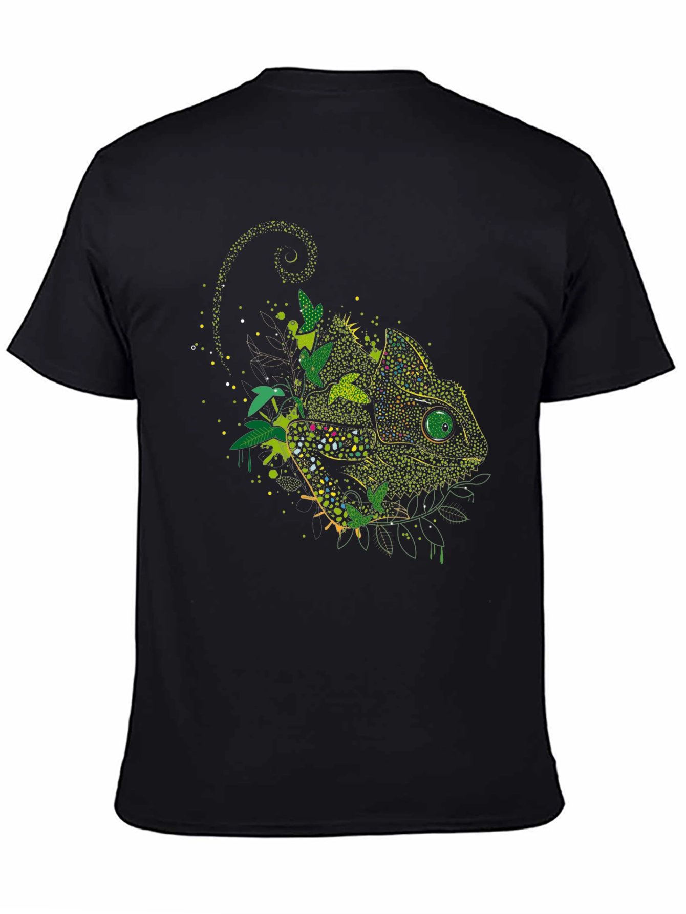 Chameleon Graphic Print Black T-Shirt