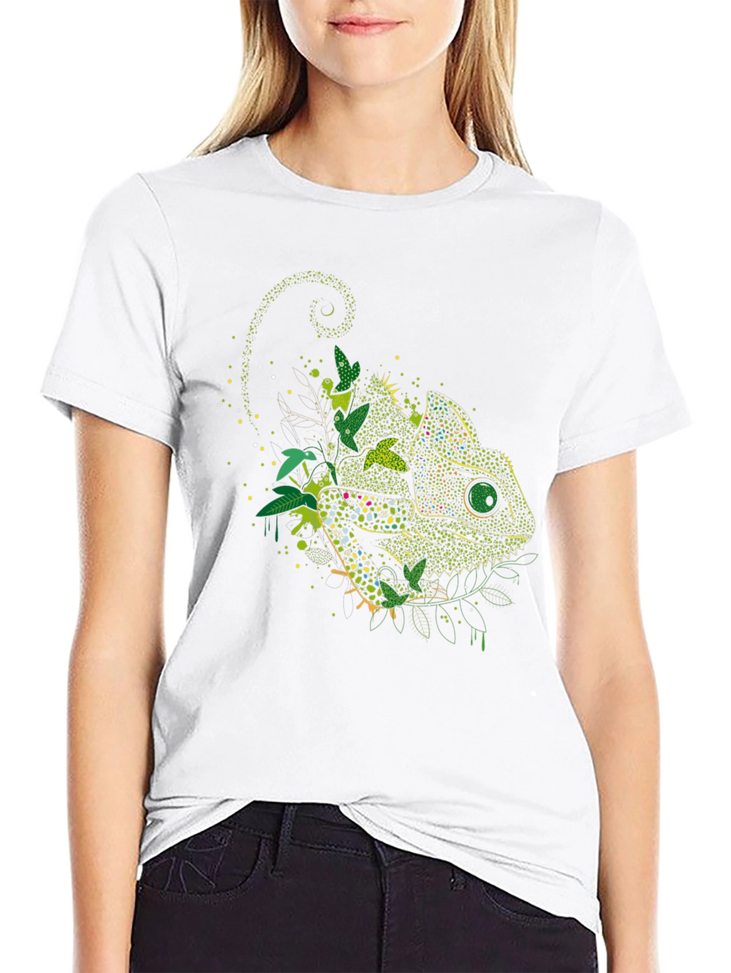 Chameleon Graphic Print Black T-Shirt