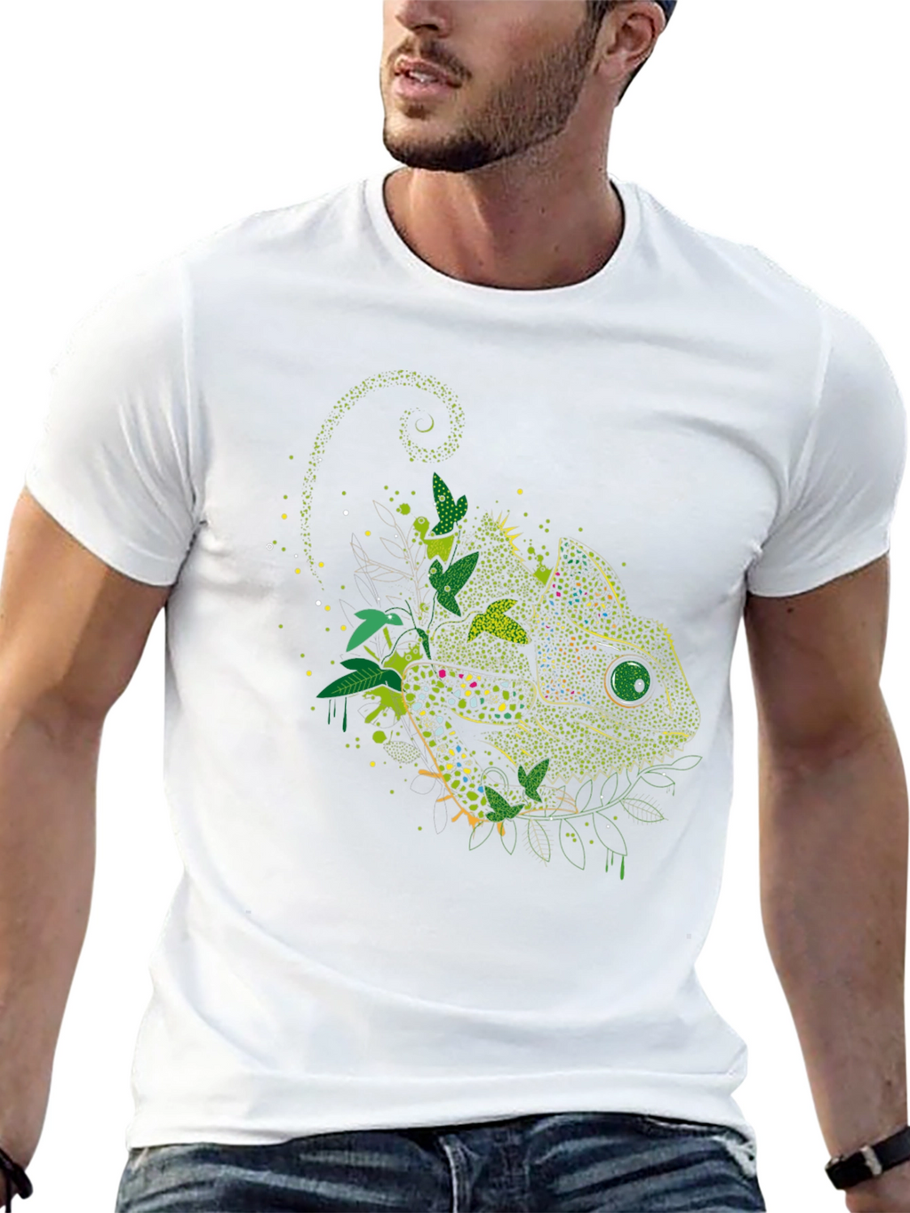 Chameleon Graphic Print Black T-Shirt