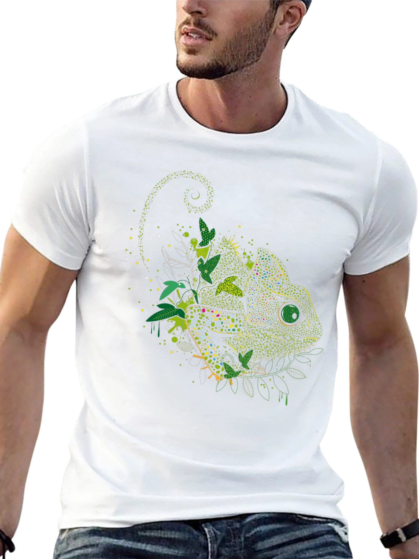 Chameleon Graphic Print Black T-Shirt