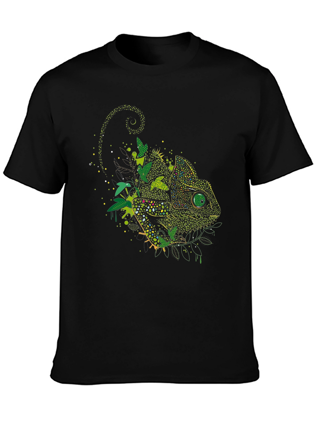 Chameleon Graphic Print Black T-Shirt