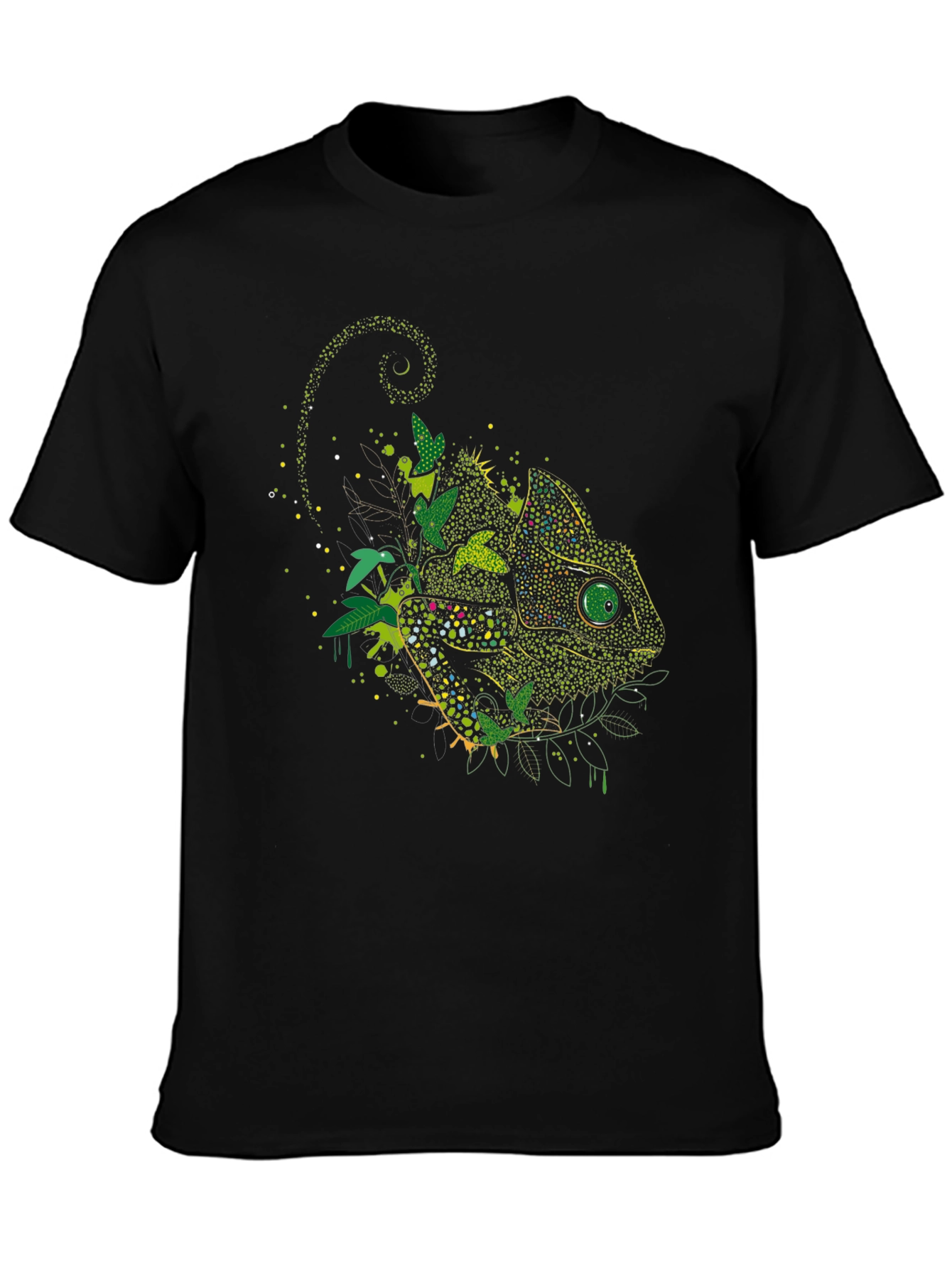 Chameleon Graphic Print Black T-Shirt