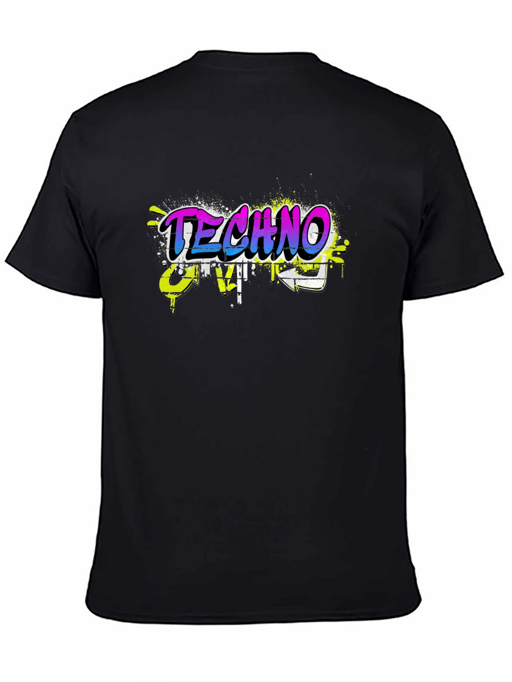 Techno Music Graffiti Style Black T-Shirt