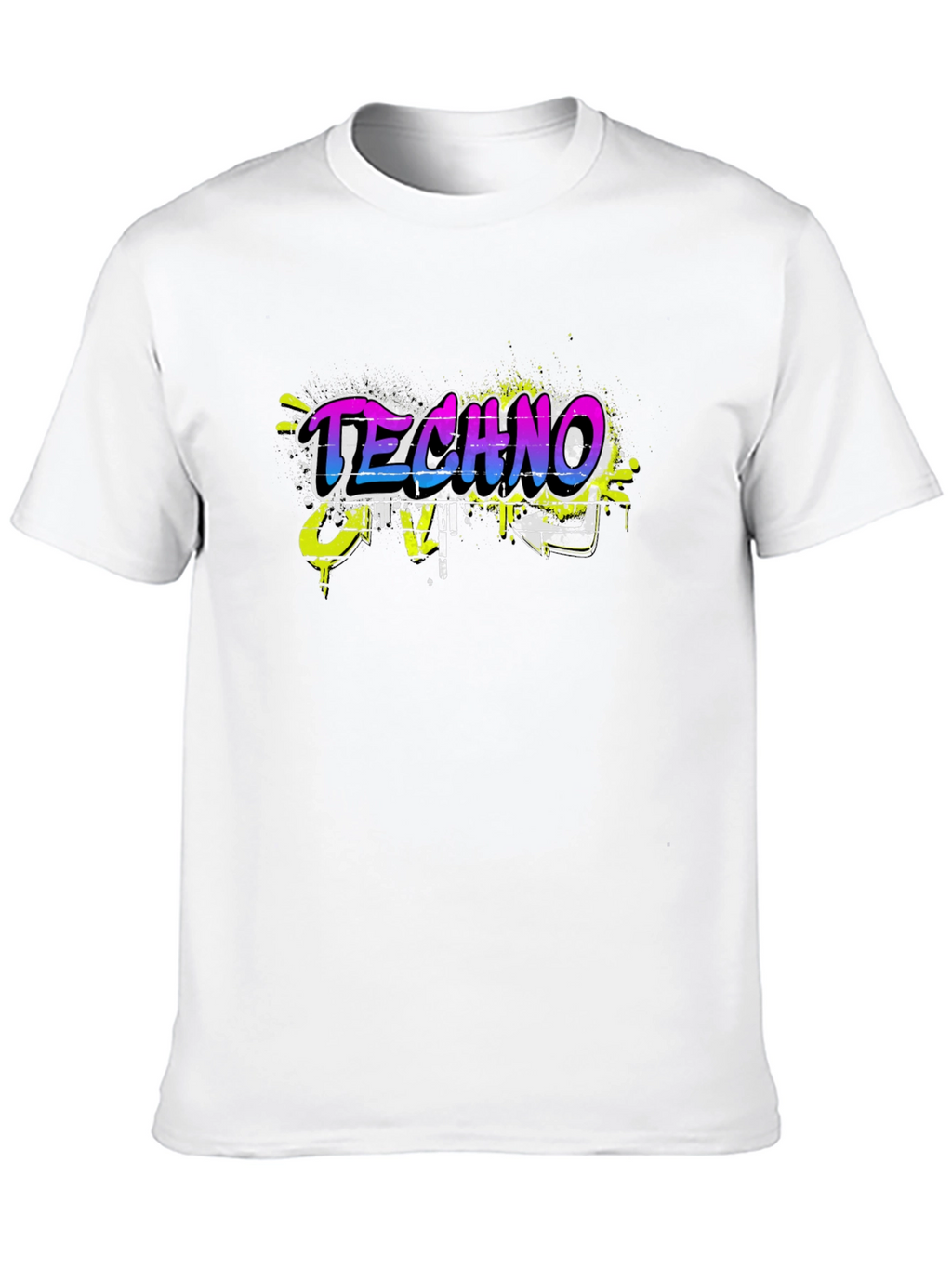 Techno Music Graffiti Style Black T-Shirt
