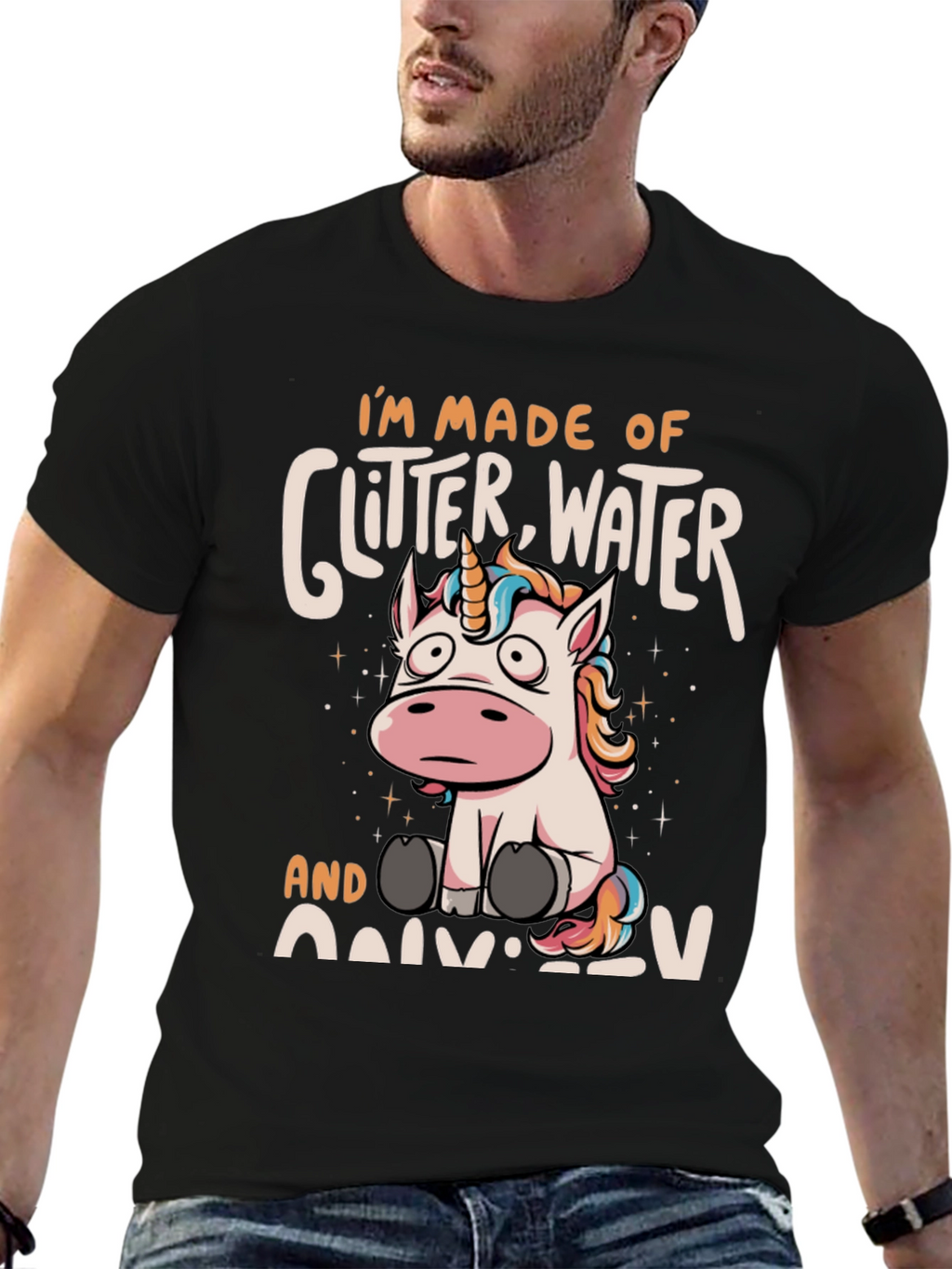 Unicorn Glitter Water Graphic T-Shirt