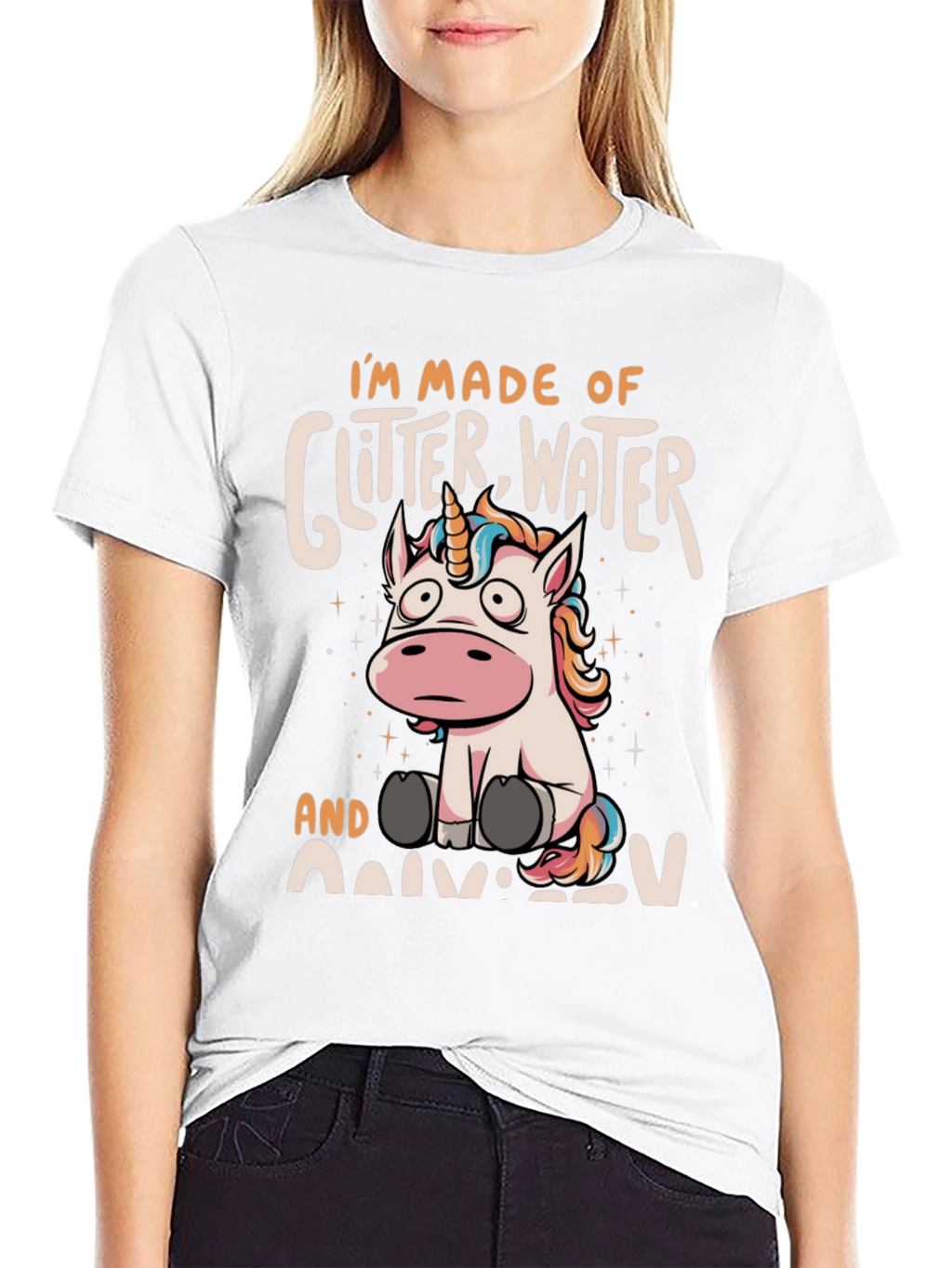 Unicorn Glitter Water Graphic T-Shirt