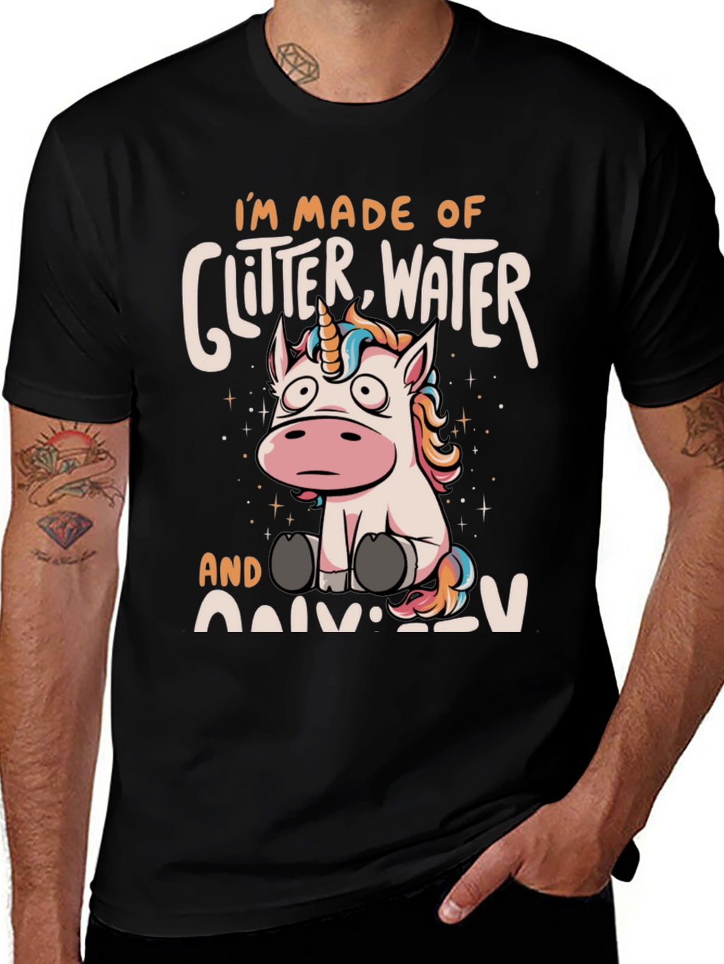 Unicorn Glitter Water Graphic T-Shirt