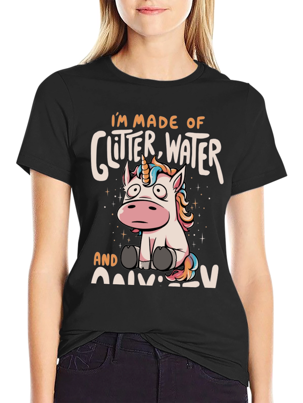 Unicorn Glitter Water Graphic T-Shirt