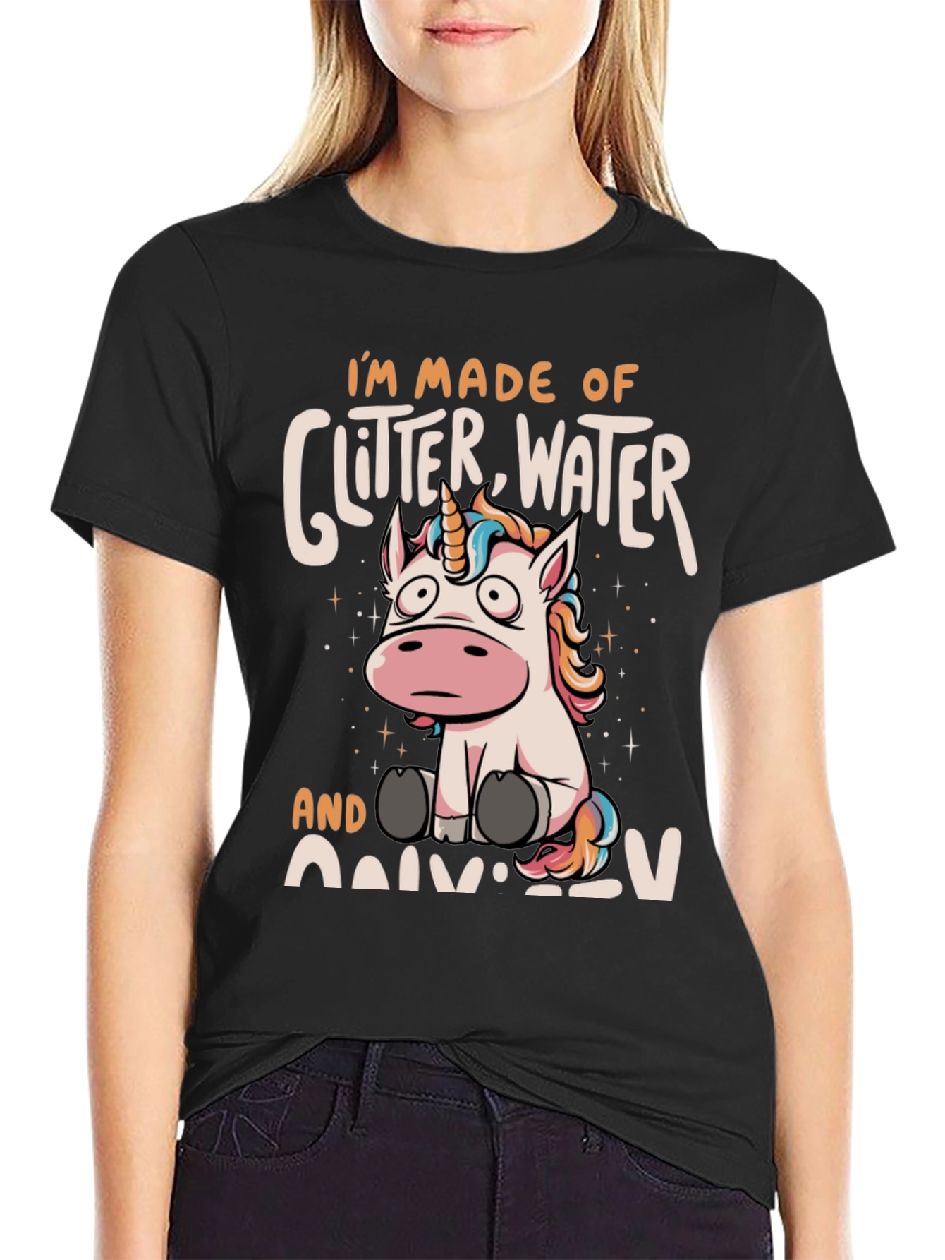 Unicorn Glitter Water Graphic T-Shirt