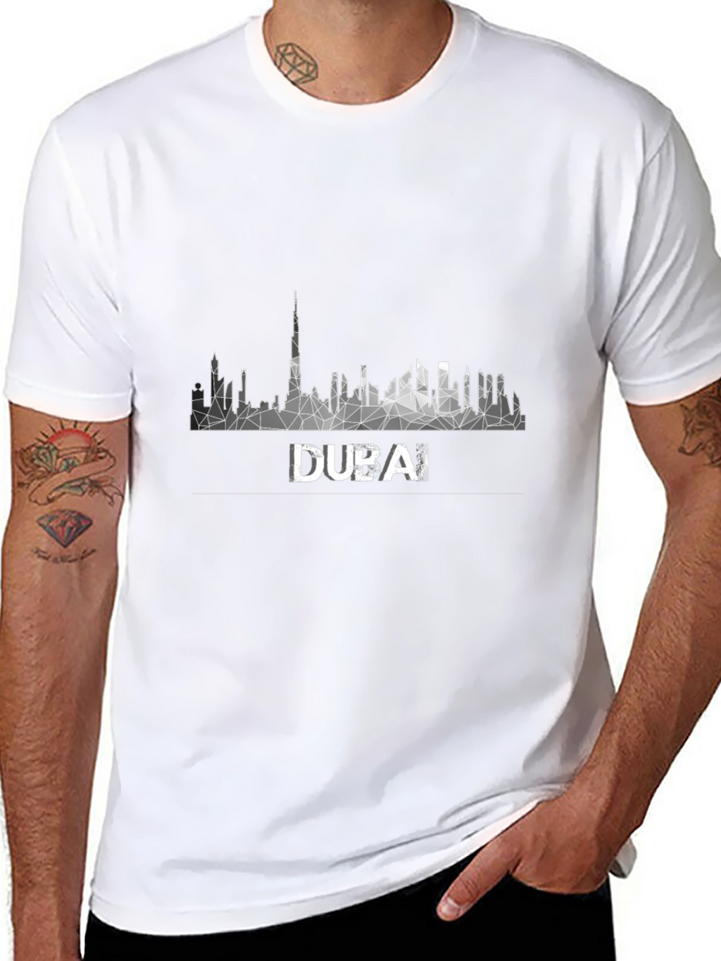 Dubai Skyline Geometric Tee - Modern Graphic T-Shirt