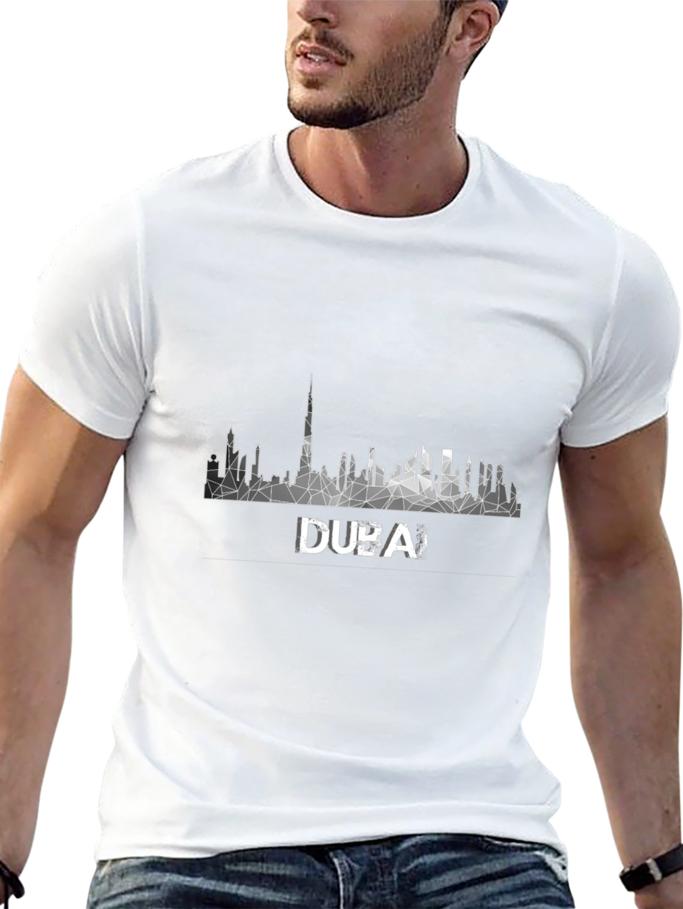 Dubai Skyline Geometric Tee - Modern Graphic T-Shirt