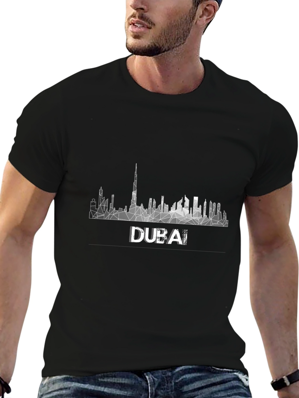 Dubai Skyline Geometric Tee - Modern Graphic T-Shirt