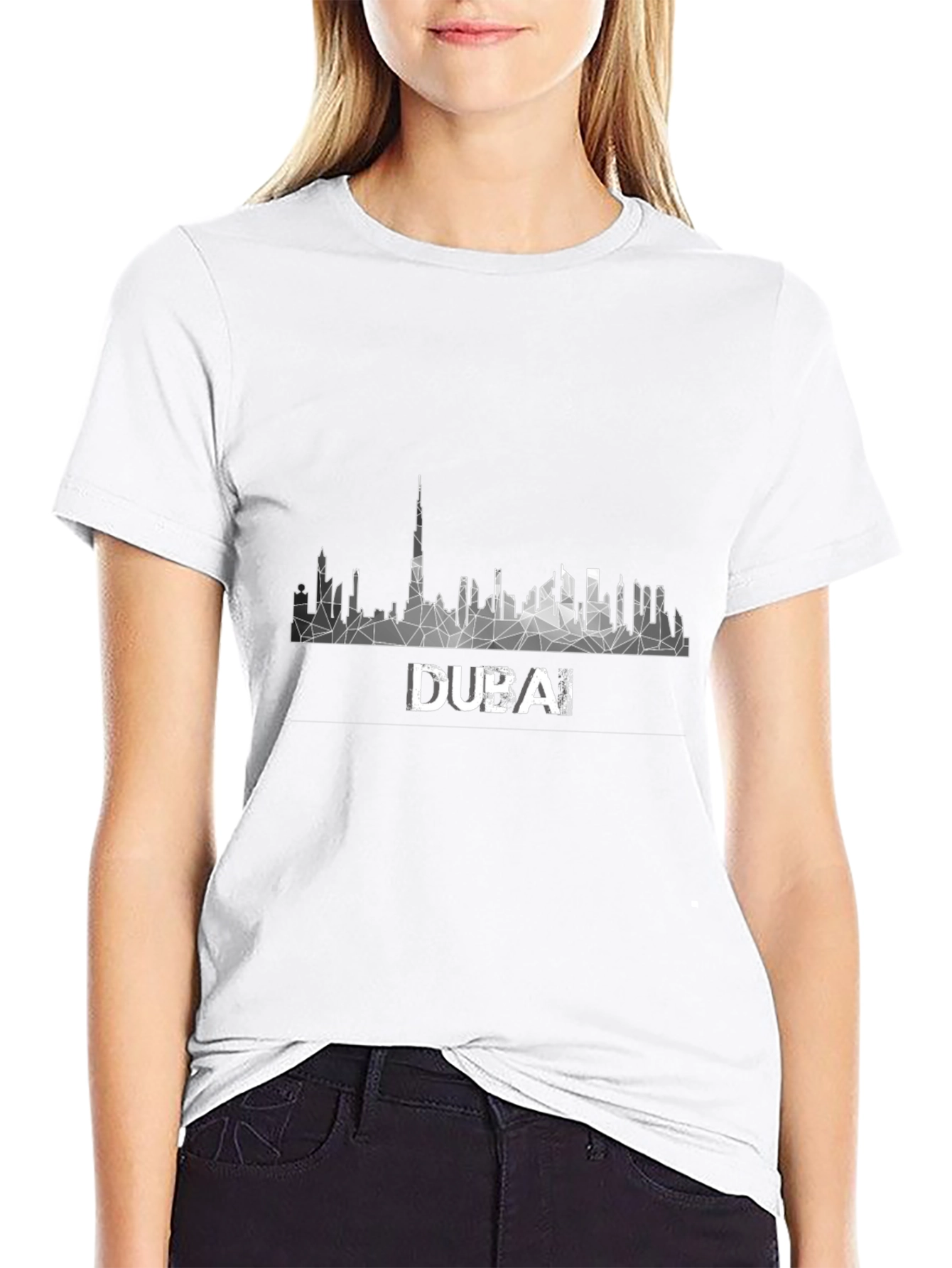 Dubai Skyline Geometric Tee - Modern Graphic T-Shirt