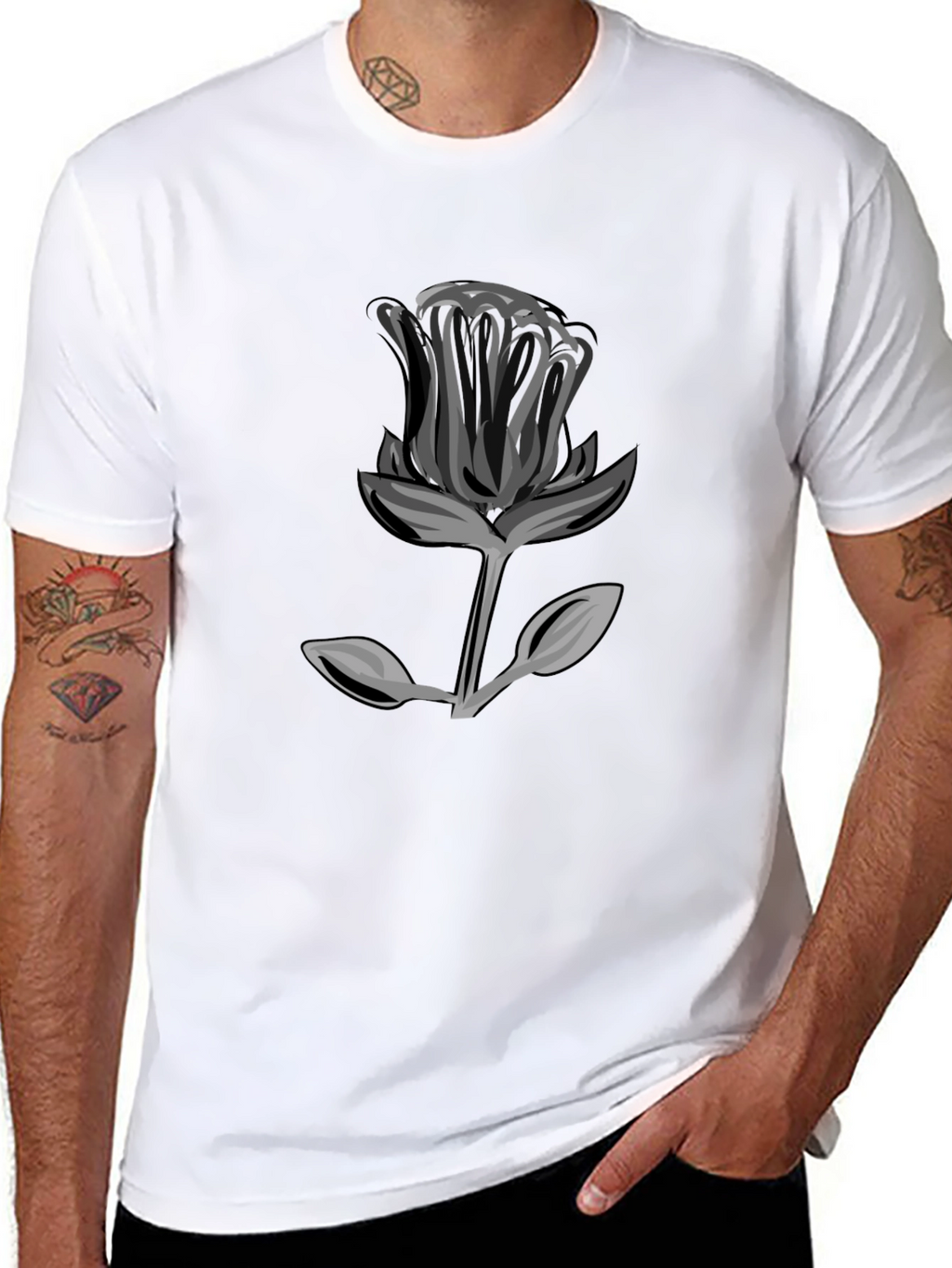 Black Rose Graphic T-Shirt - Modern Streetwear Style