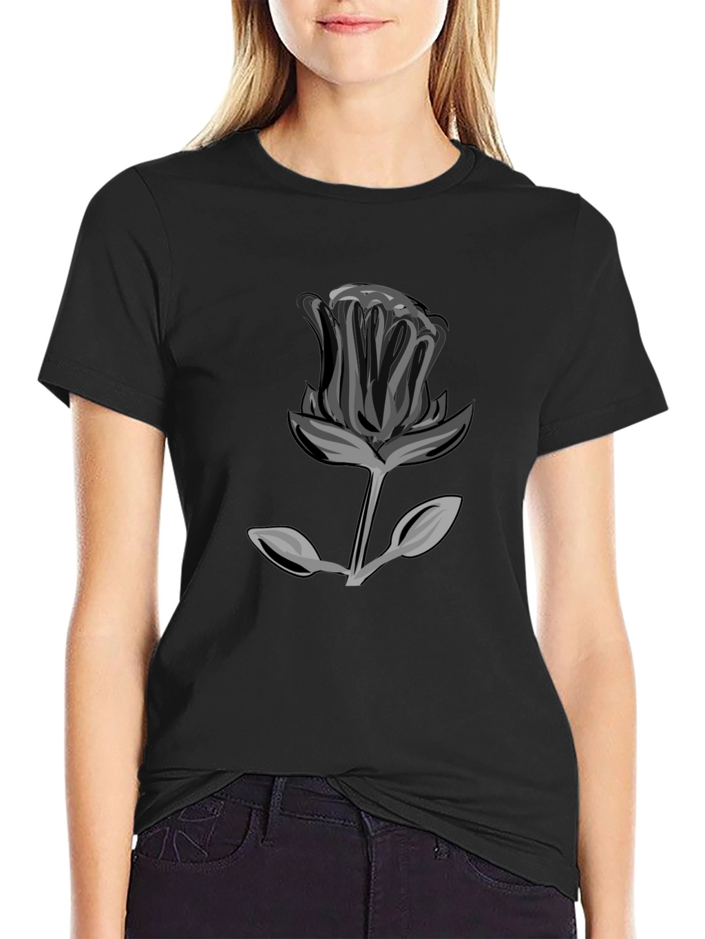 Black Rose Graphic T-Shirt - Modern Streetwear Style