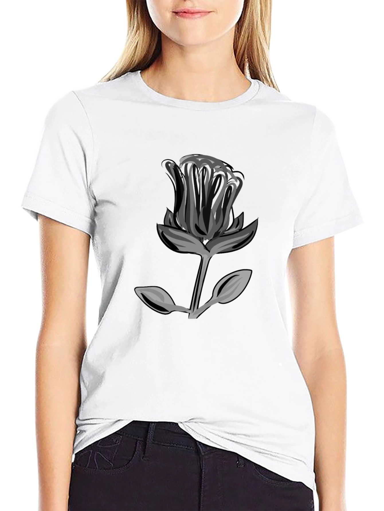 Black Rose Graphic T-Shirt - Modern Streetwear Style