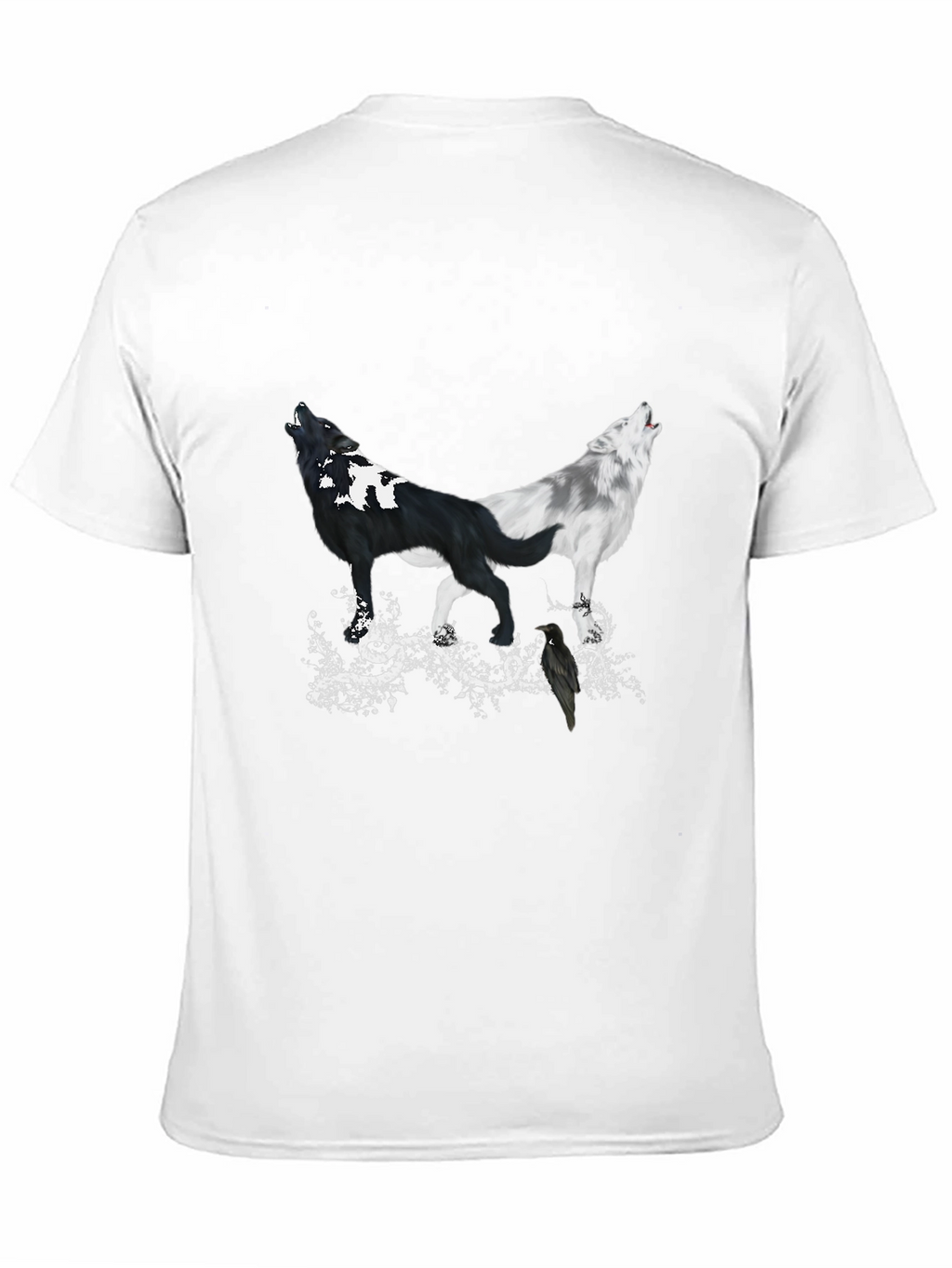Yin Yang Wolves & Raven Black T-Shirt