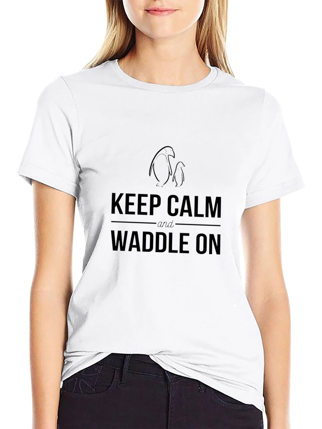 Keep Calm & Waddle On T-Shirt - Penguin Design