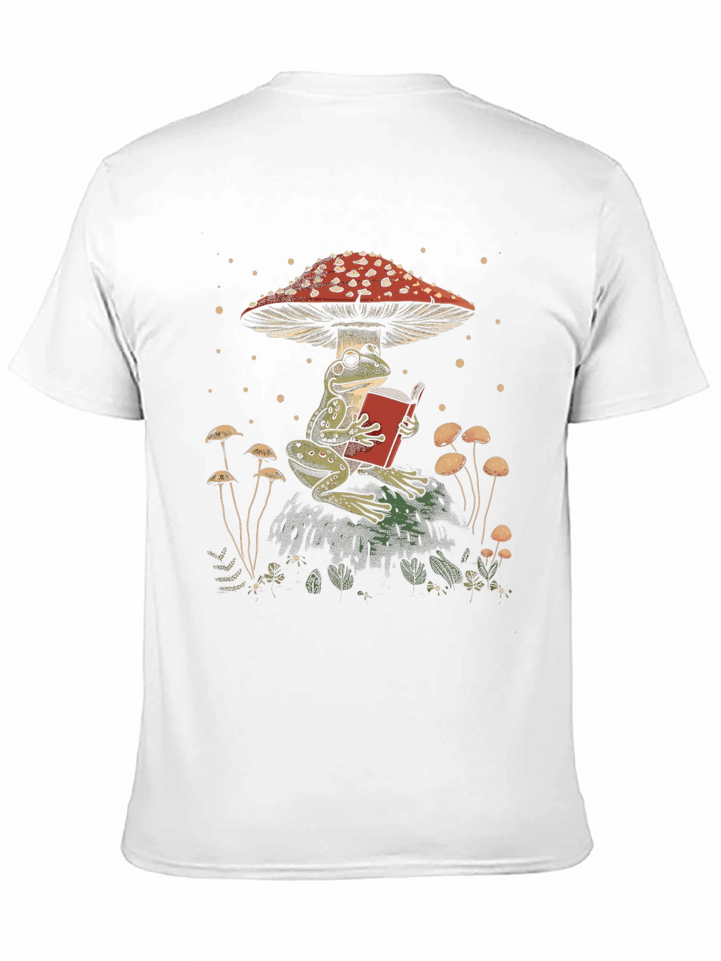 Frog Reading Under Mushroom Graphic Tee