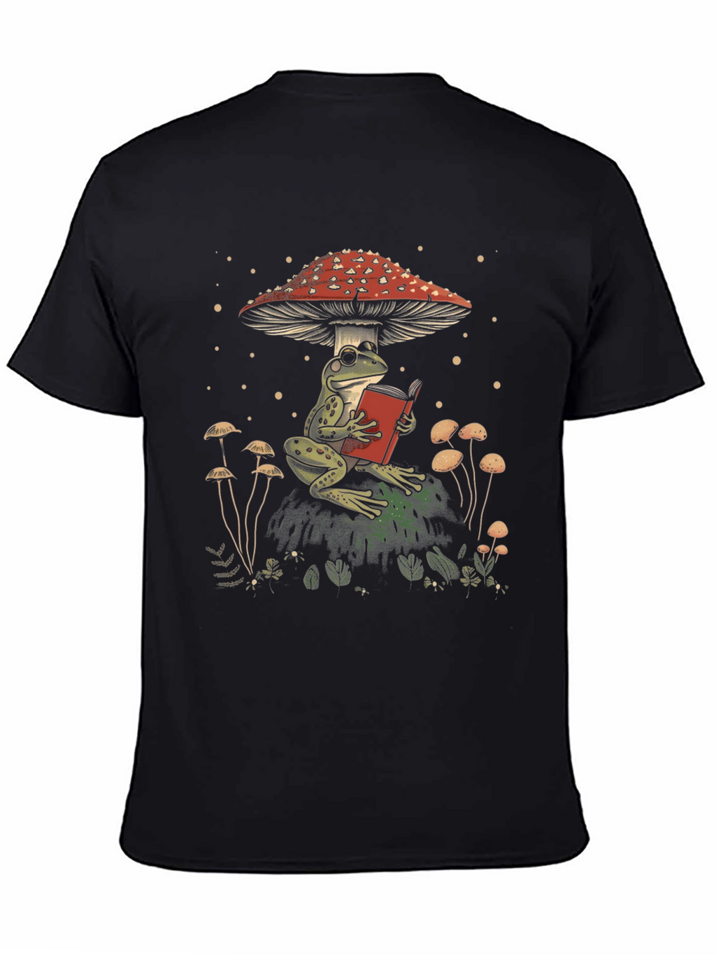 Frog Reading Under Mushroom Graphic Tee