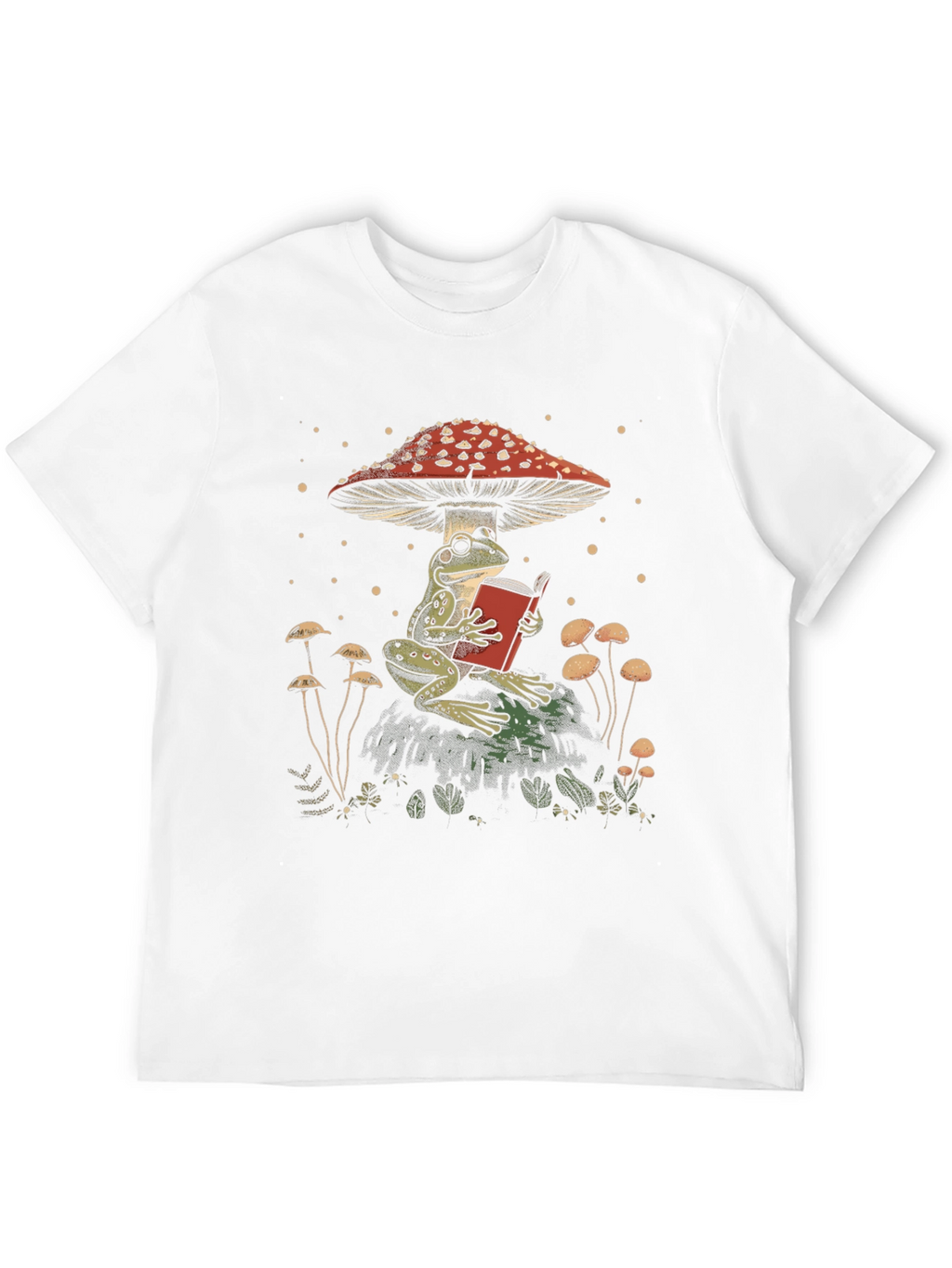 Frog Reading Under Mushroom Graphic Tee