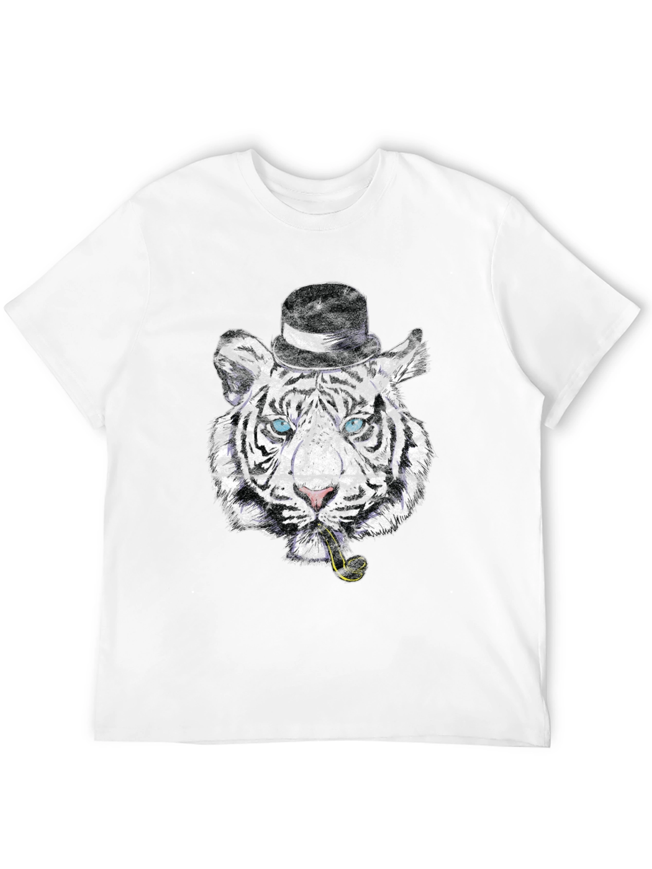 Tiger with Hat & Pipe Black Graphic Tee